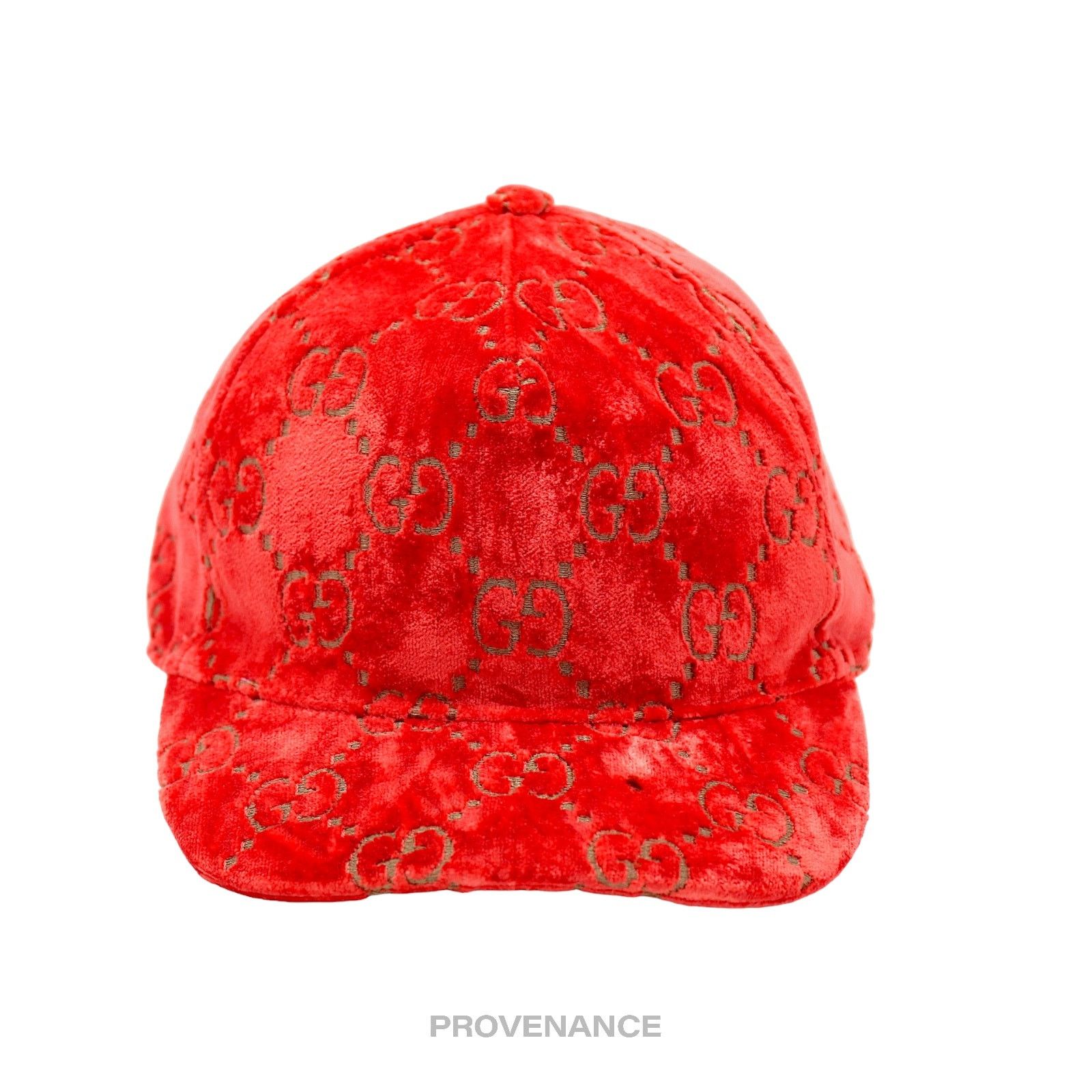 Gucci 🔴 Gucci GG Monogram Canvas Velour Cap - Orange Size ONE SIZE - 1 Thumbnail