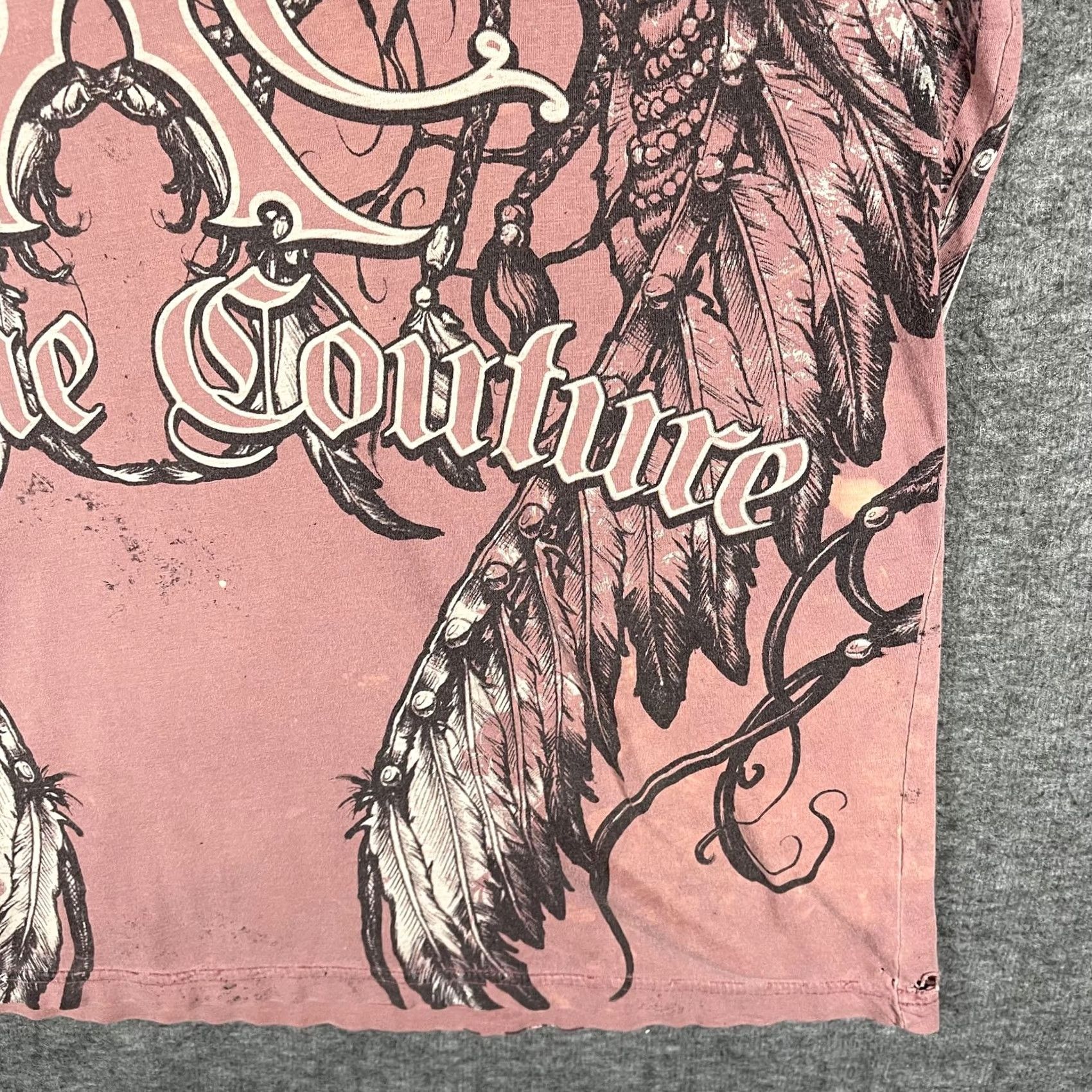 Vintage Xtreme Couture Shirt Mens L Pink Skull Biker Graphic Tee Crew Neck Short Sleeve Wide Xtreme Logo Front Back Size US L / EU 52-54 / 3 - 4 Thumbnail