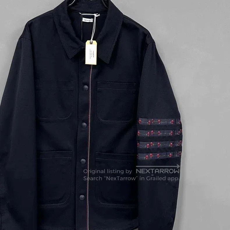 Thom Browne Thom Browne Rose embroidery striped multi-pocket coat Size US S / EU 44-46 / 1 - 2 Thumbnail