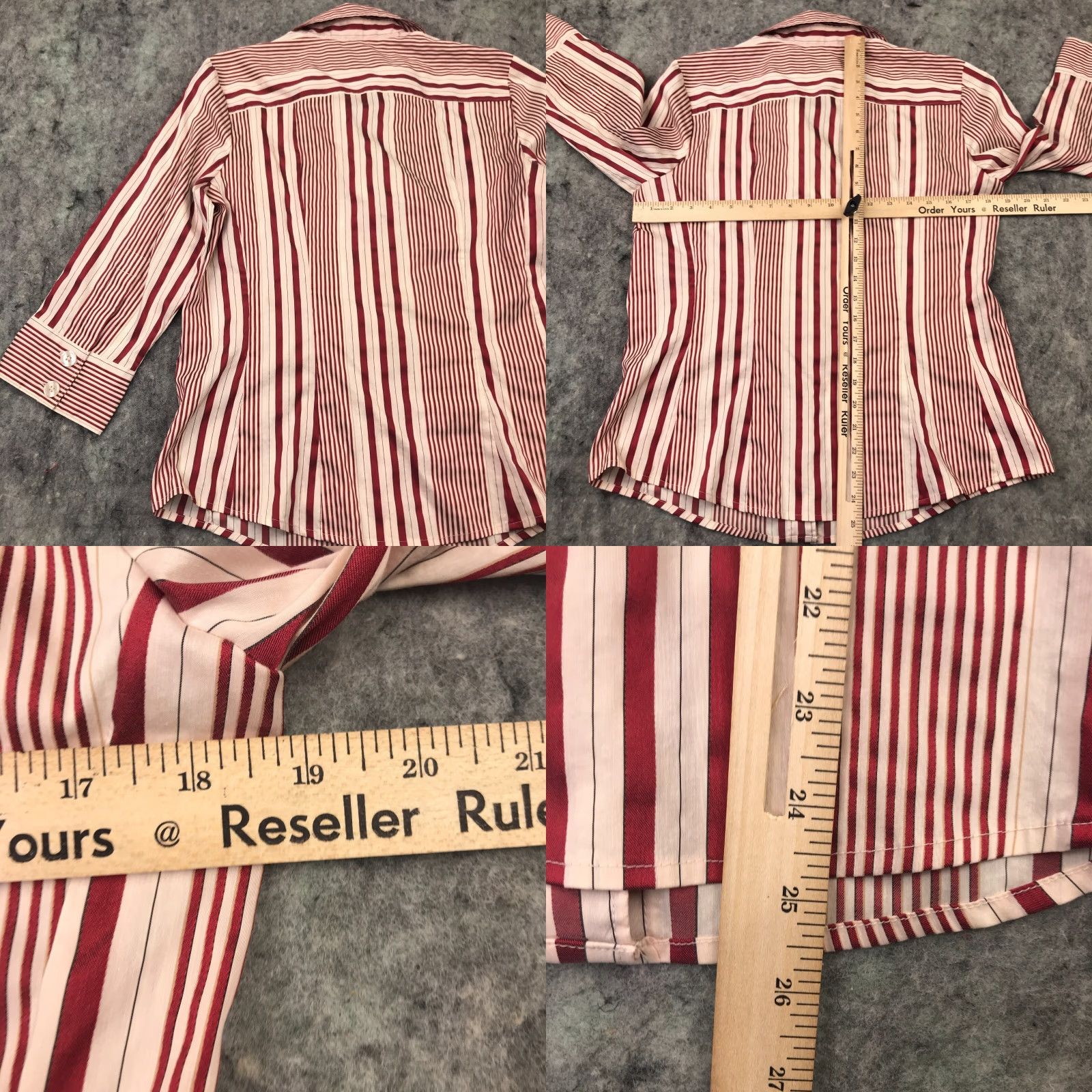 Vintage Hillard & Hanson Womens Shirt Top L Beige Red Stripes Button Down Stretch Casual Party/Cocktail Travel Size L / US 10 / IT 46 - 8 Thumbnail
