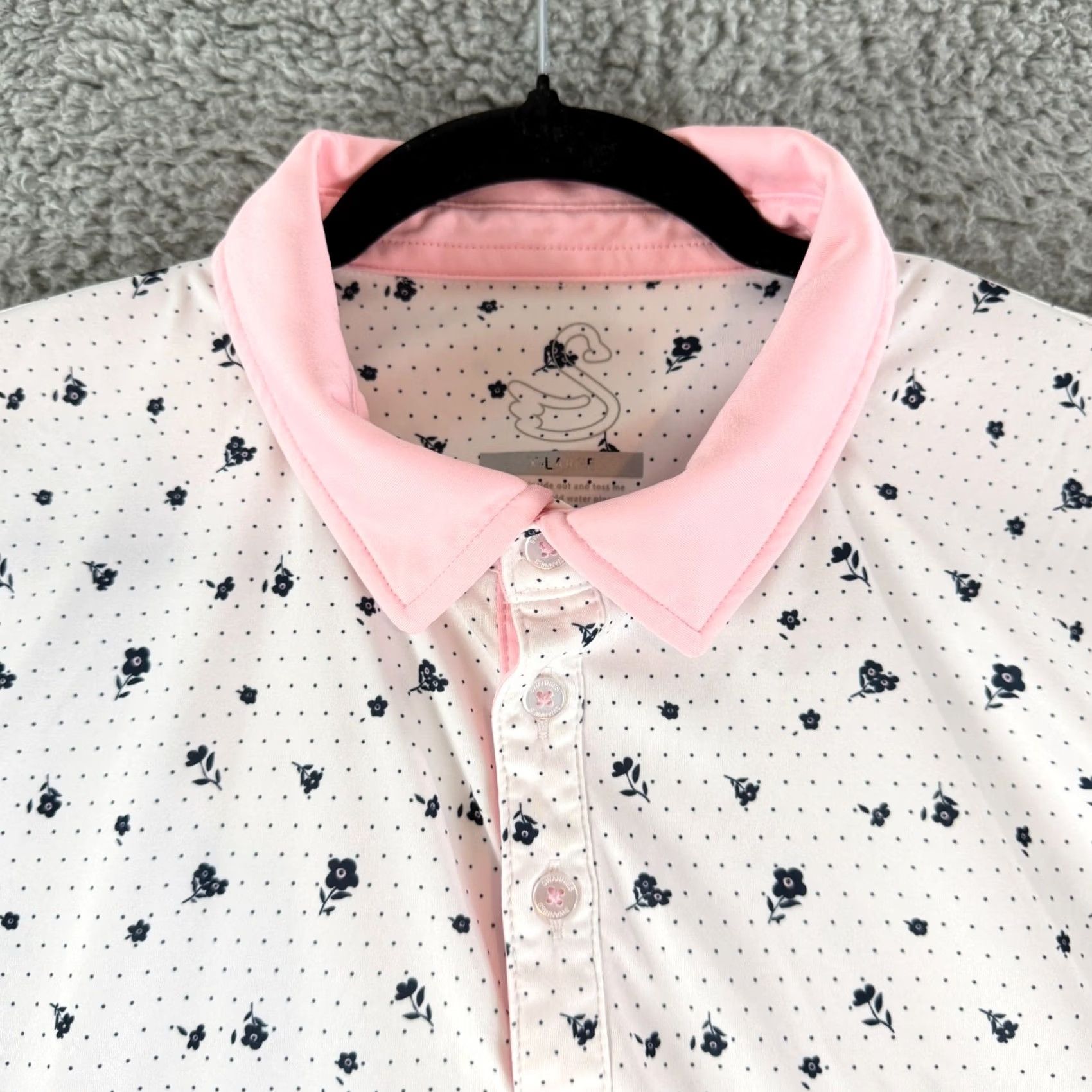 Vintage Swannies Adler Golf Polo Shirt Mens X Large White Floral Performance Casual Size US XL / EU 56 / 4 - 2 Thumbnail