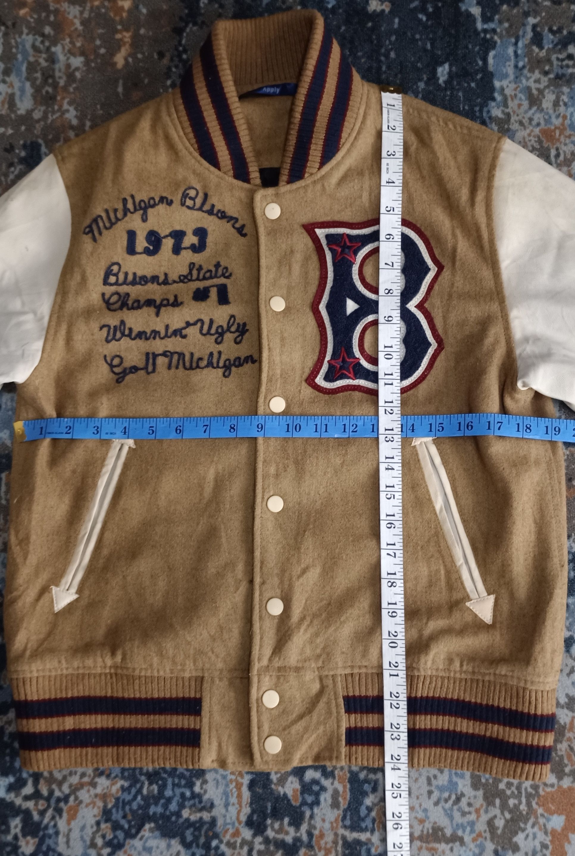 Japanese Brand × Vintage 90🔥Vintage Apply Letterman Varsity Jacket Size US M / EU 48-50 / 2 - 15 Thumbnail