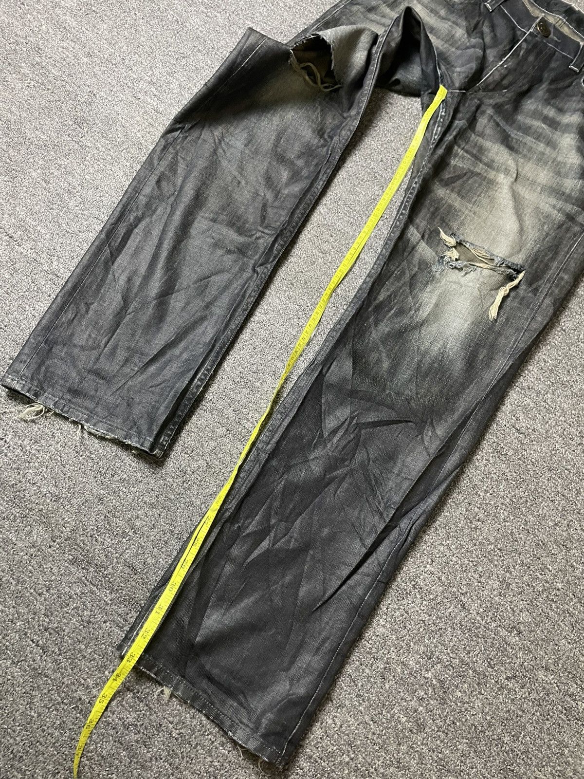 Japanese Brand × Vintage Back Number Distressed Denim Ripped Jeans (117) Size US 35 - 5 Thumbnail