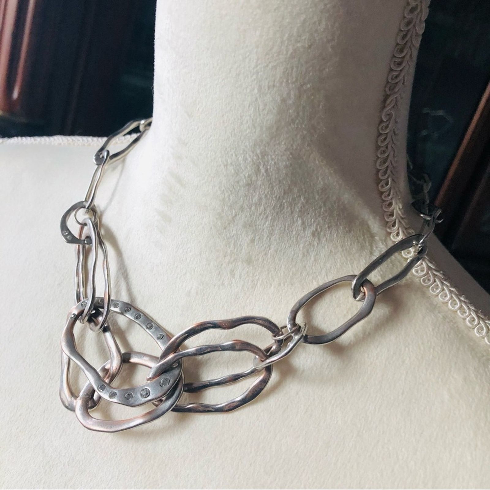 Jewelry Elle silver plated hammered link chain necklace Size ONE SIZE - 4 Thumbnail