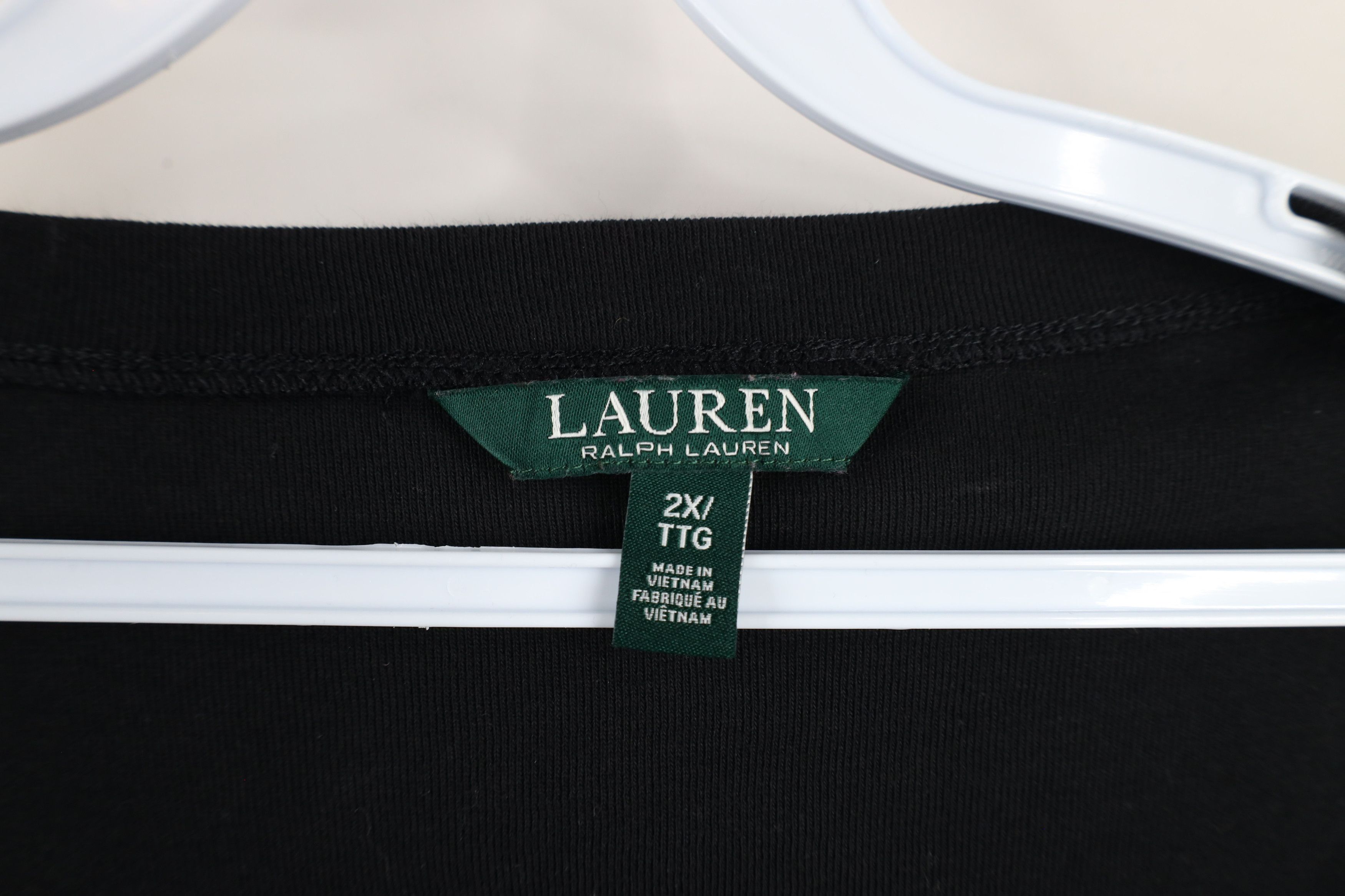 Ralph Lauren × Vintage Vintage Ralph Lauren Ribbed Knit 3/4 Sleeve T-Shirt Black Size XXL / US 16-18 / IT 52-54 - 4 Thumbnail