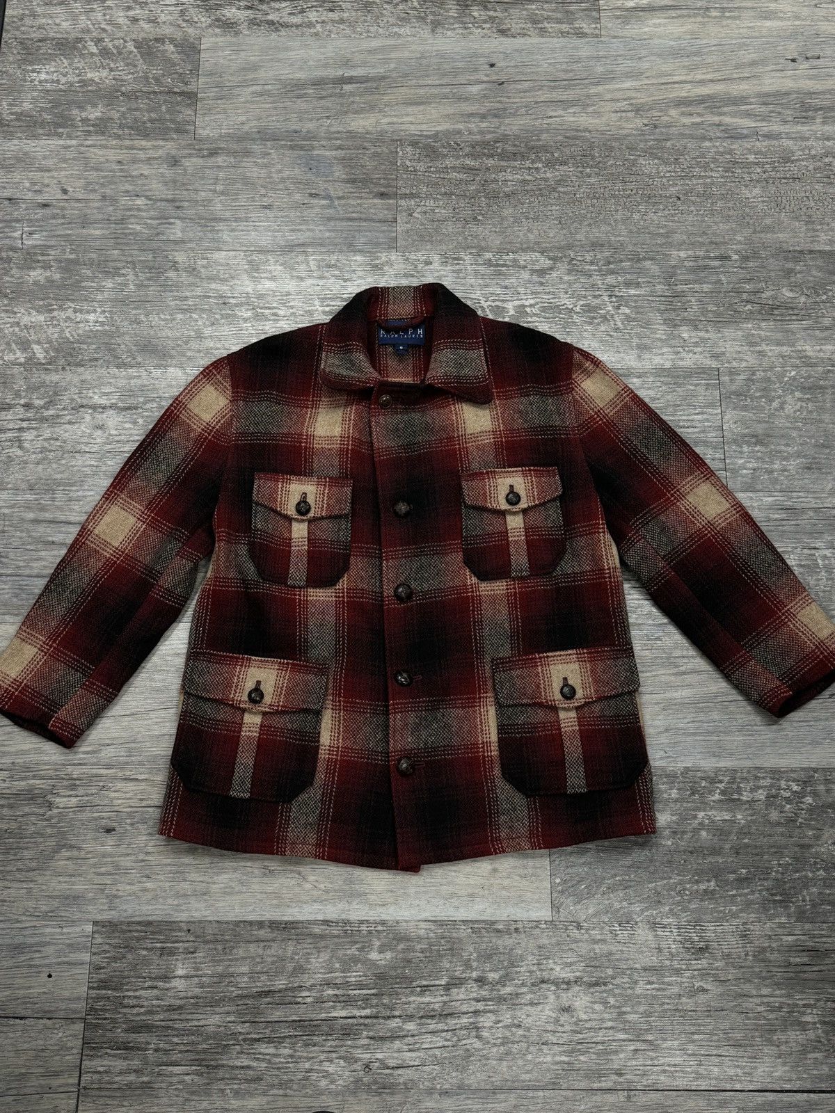 image of Polo Ralph Lauren x Vintage Ralph Laurent Plaid Wool Coat in Red, Women's (Size Medium)