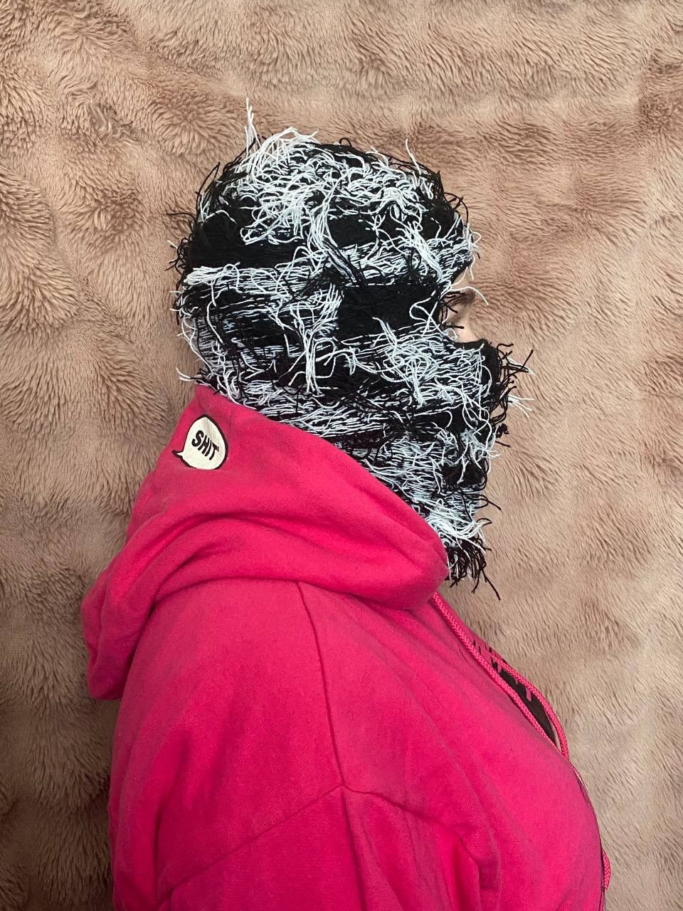 Japanese Brand DISTRESSED Black /White Y2k Opium BALACLAVA Hat Size ONE SIZE - 2 Thumbnail