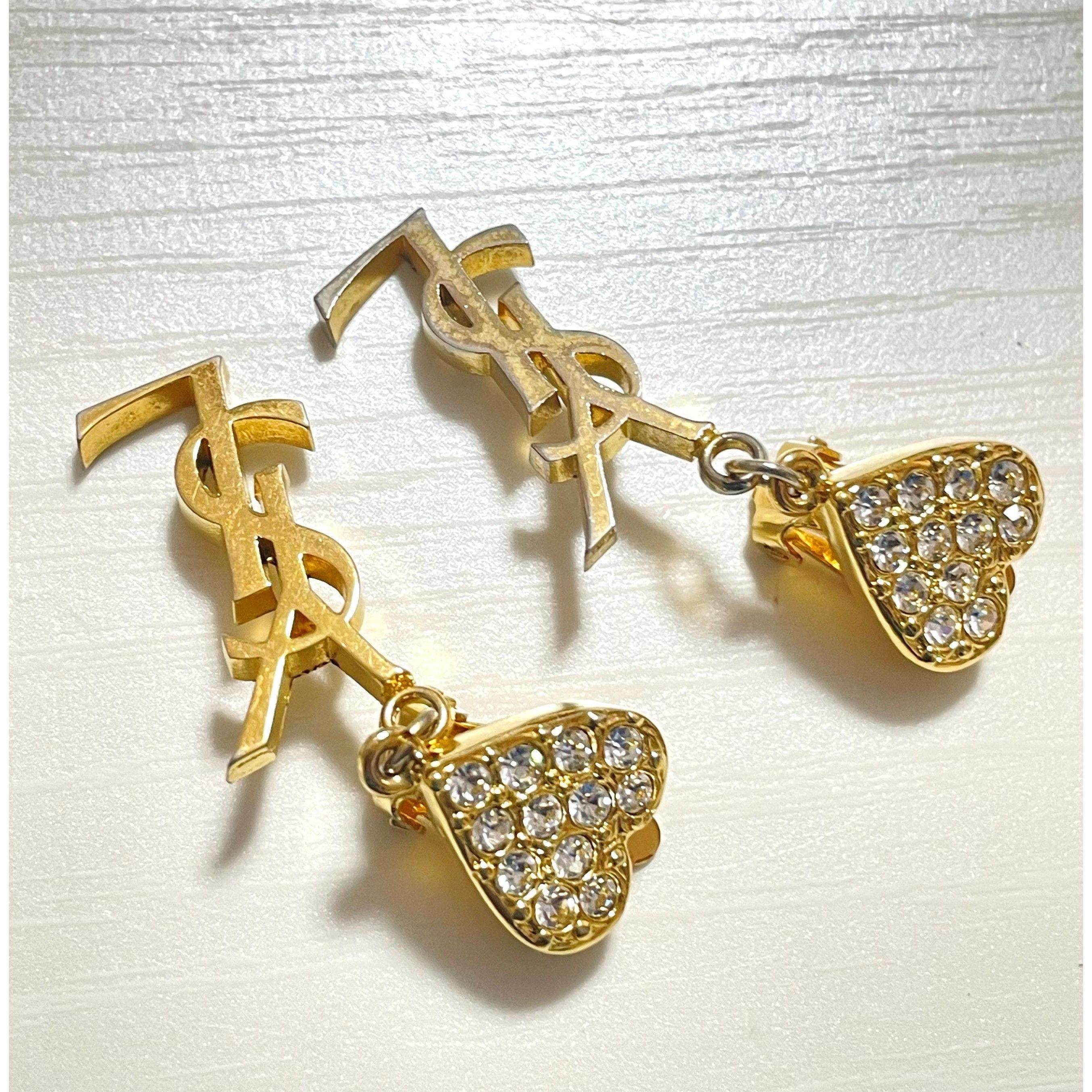 Yves Saint Laurent Vintage Yves Saint Laurent golden logo and heart earrings Size ONE SIZE - 2 Thumbnail