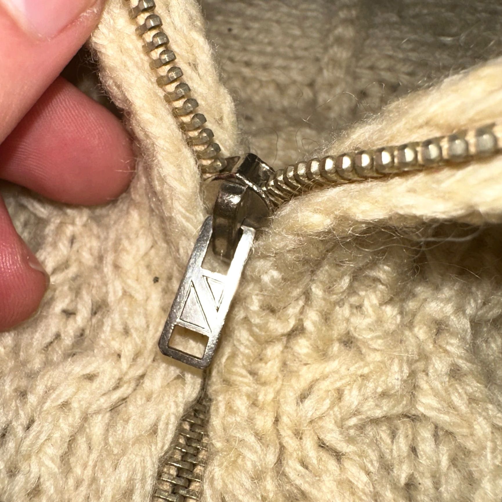 Vintage VTG Sweater Mens M Cream Cable Knit Ribbed Full Zip 1960s Rockabilly Ivory Rare Size US M / EU 48-50 / 2 - 6 Thumbnail
