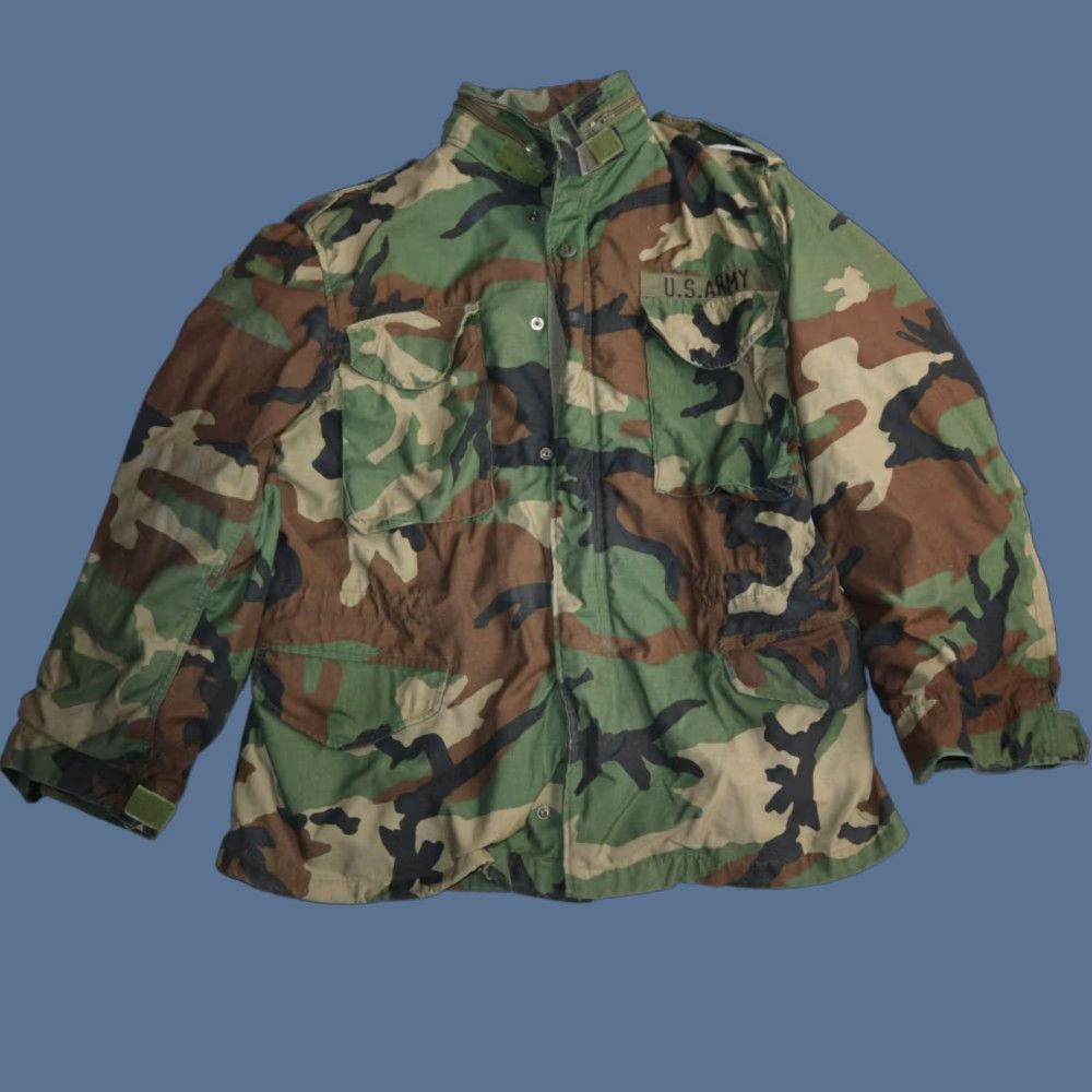 VINTAGE US GI ARMY M65 FIELD JACKET COLD WEATHER WOODLAND CAMO