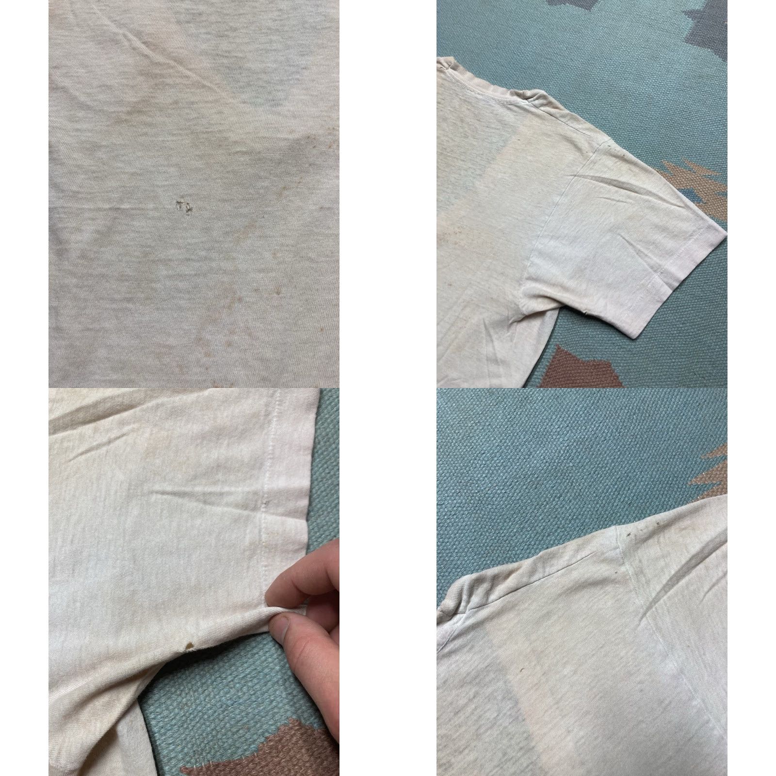 Vintage VINTAGE 70s 80s White T-Shirt V-Neck Cotton Grunge Medium M Mens Size US M / EU 48-50 / 2 - 10 Thumbnail