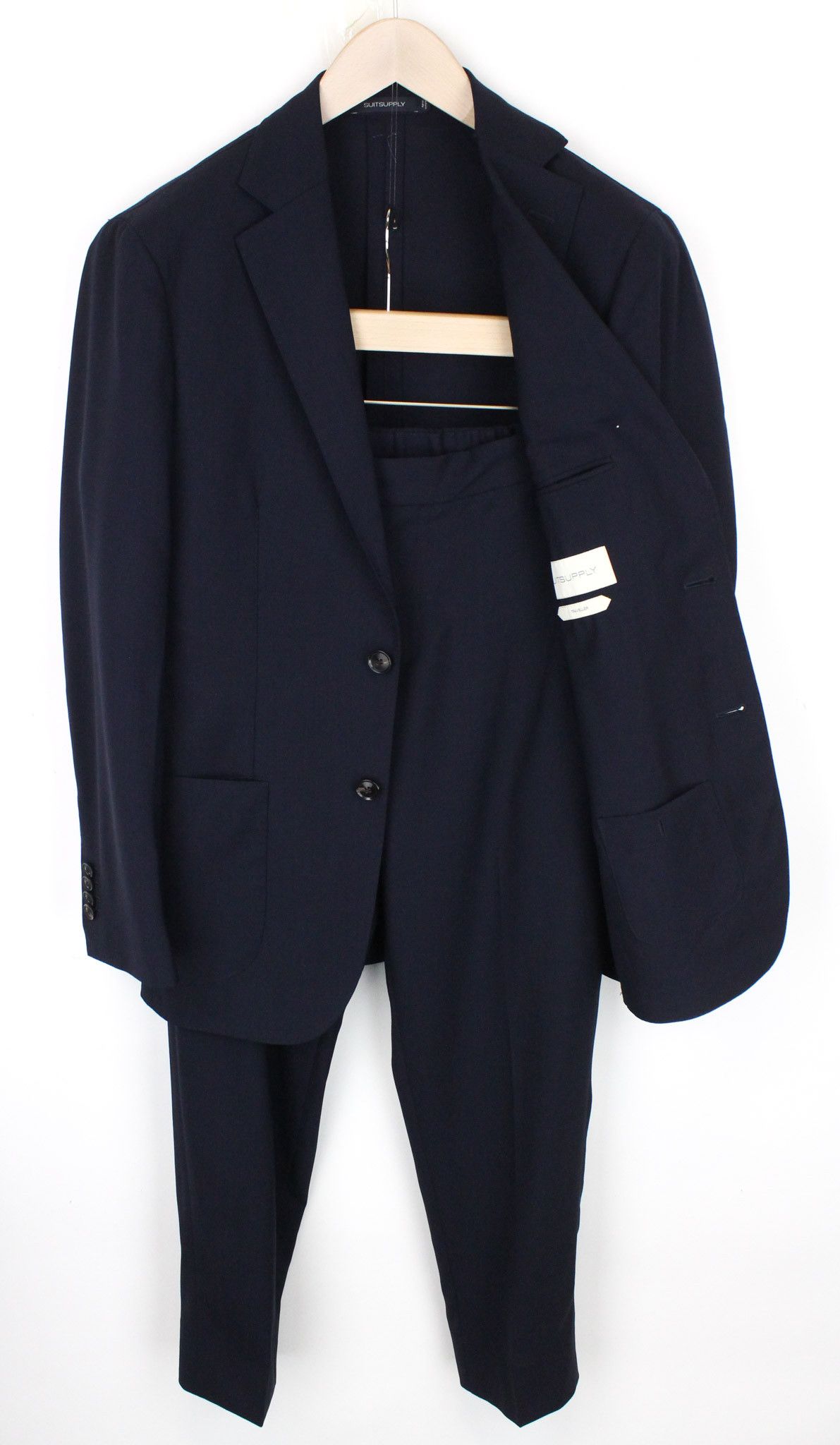 image of Suitsupply Havana Patch Traveller Uk36R Blue Wool Slim Suit 68042, Men's