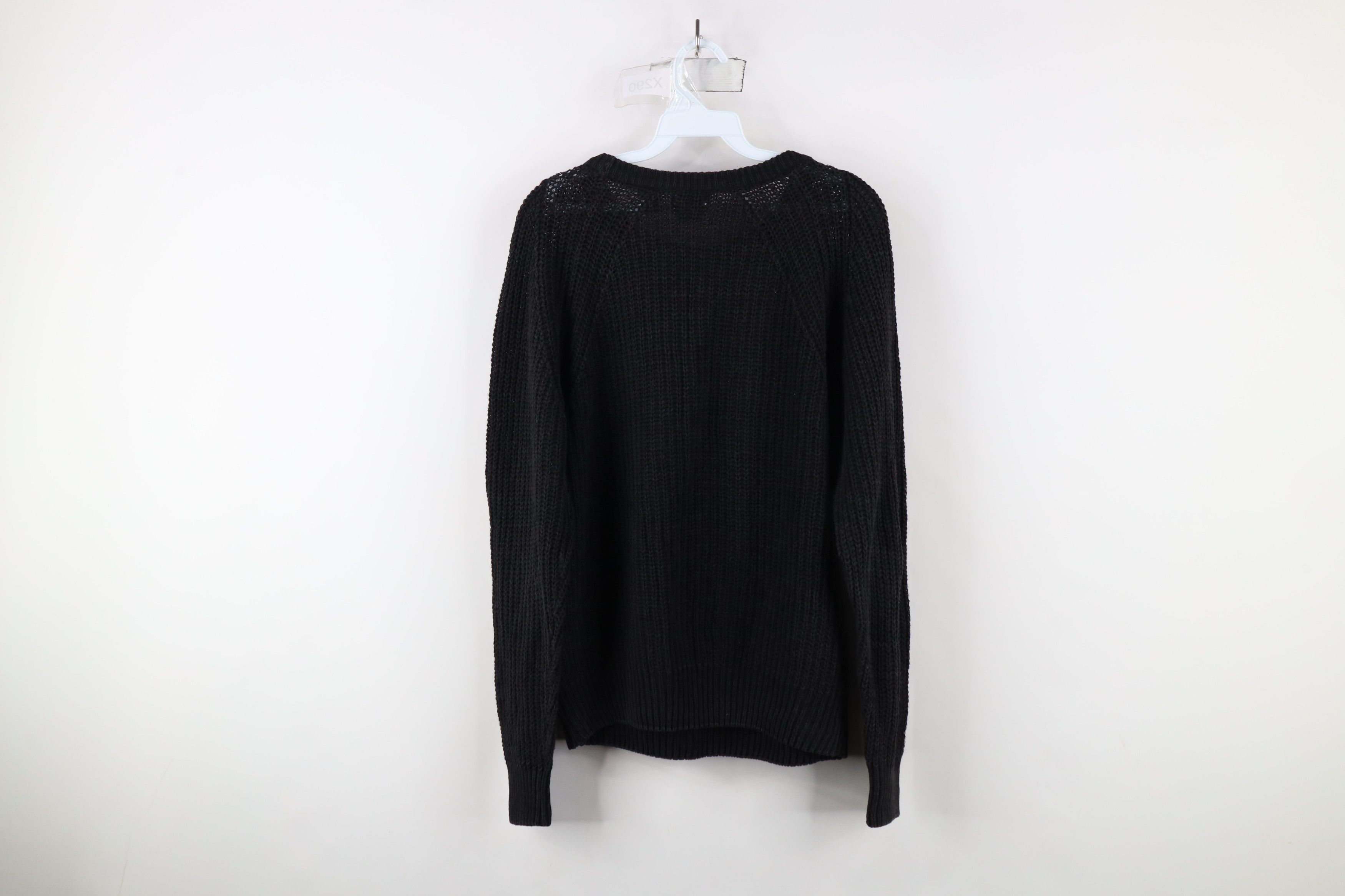Vintage Vintage 90s Streetwear Cable Ribbed Knit Sweater Black Size US L / EU 52-54 / 3 - 7 Thumbnail