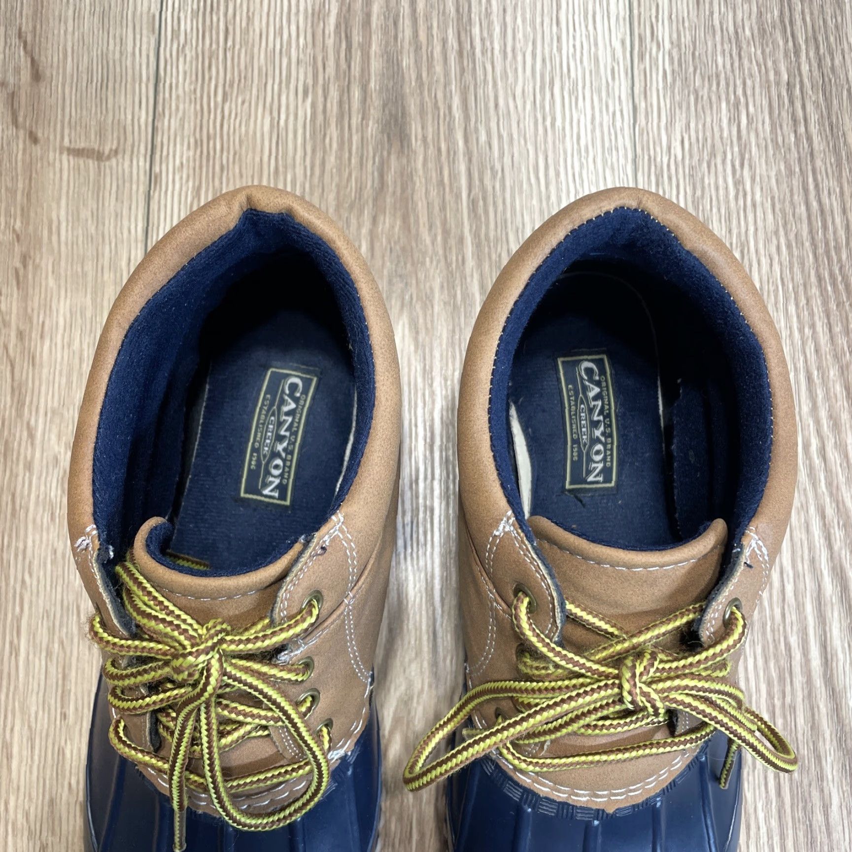 Rains Canyon Creek Womens Ankle Duck rain shoes/boots Size 8 Navy Tan Size US 8 / IT 38 - 5 Thumbnail