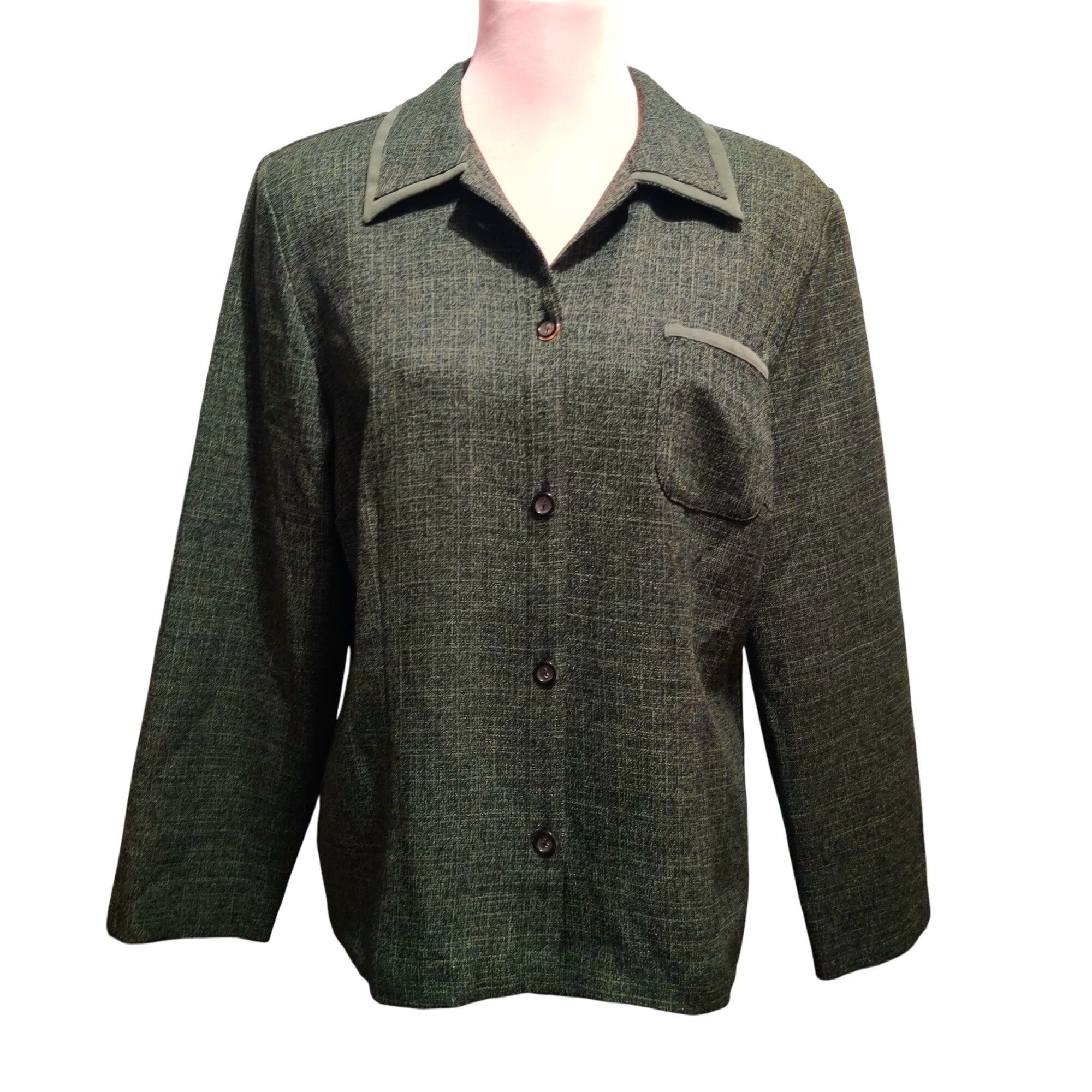 Vintage Sag Harbor L Womens Blazer Green Vintage Textured Suit Jacke Size L / US 10 / IT 46 - 1 Thumbnail