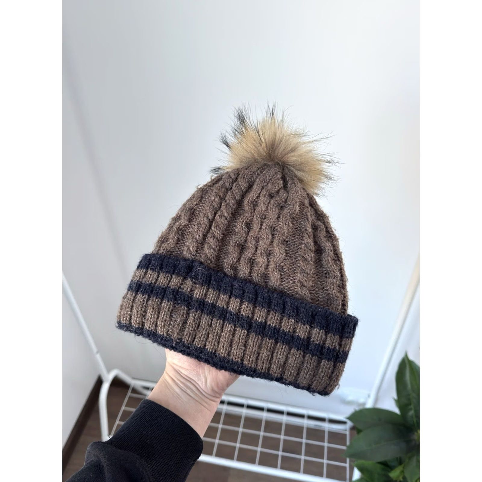 Diesel VINTAGE Diesel Beanie Hat One Size Knit Ribbed Pom Pom Y2K Brown Mens Hat 90s City USA Diesel Big Logo Reversible Lightweight Breathable Size ONE SIZE - 4 Thumbnail