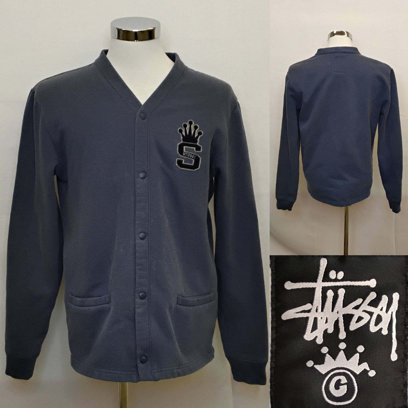 Stussy Stussy Varsity Jacket Men's XL Blue Terry Lining Minor Stain Size US XL / EU 56 / 4 - 1 Thumbnail