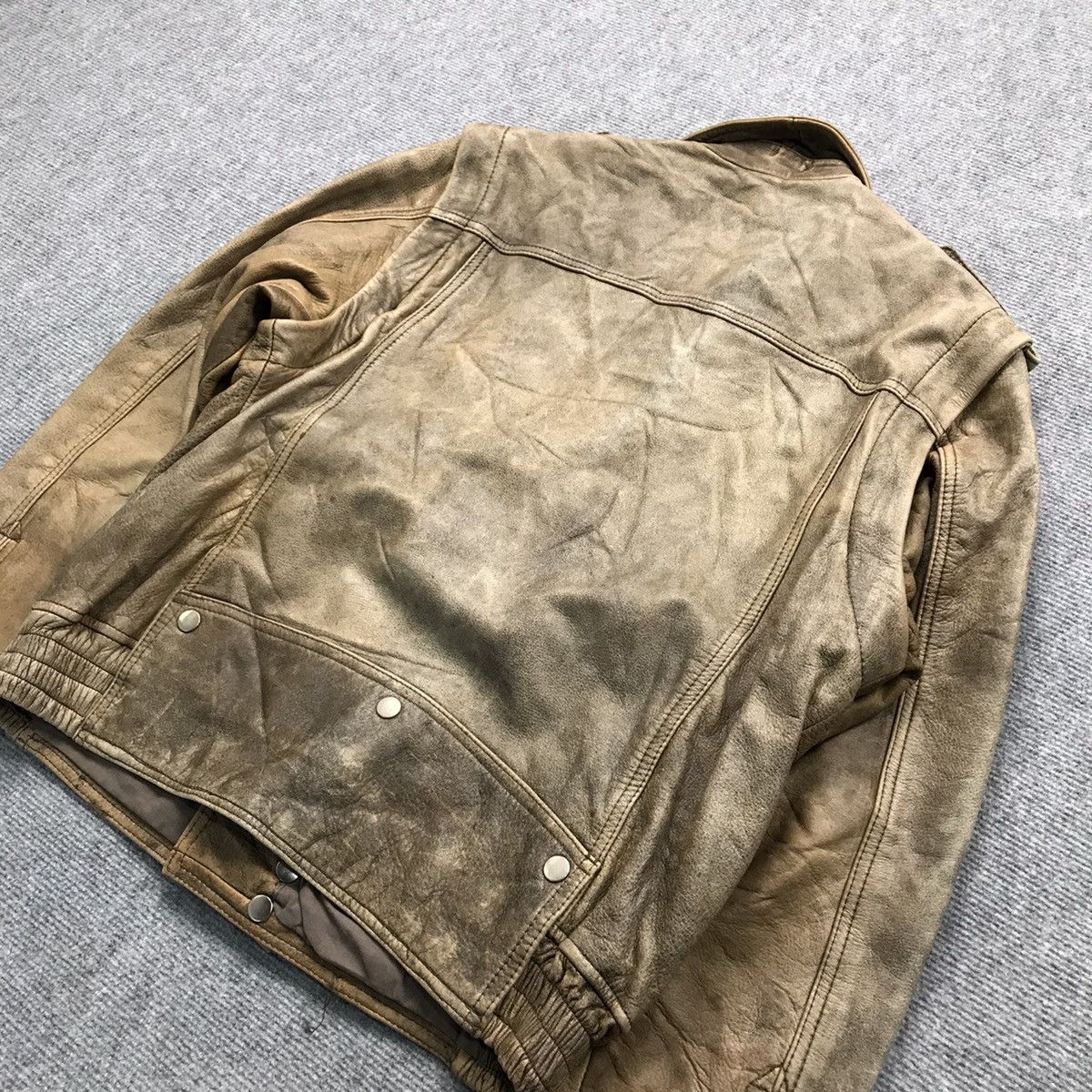 Other LEATHER JACKET DOUBLE COLLAR BROWN FADED BIKER JACKET Size US M / EU 48-50 / 2 - 8 Thumbnail