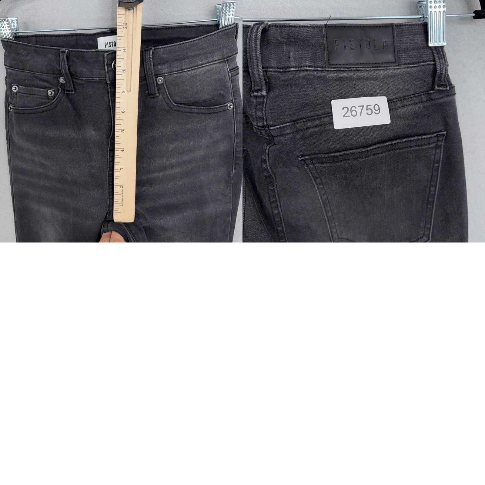 Pistola Pistola Jeans Womens 26 Gray Mid Rise Skinny Raw Hem Crop Charcoal Wash Denim Pants Jeans Slim Women's Size 26" / US 2 / IT 38 - 9 Thumbnail