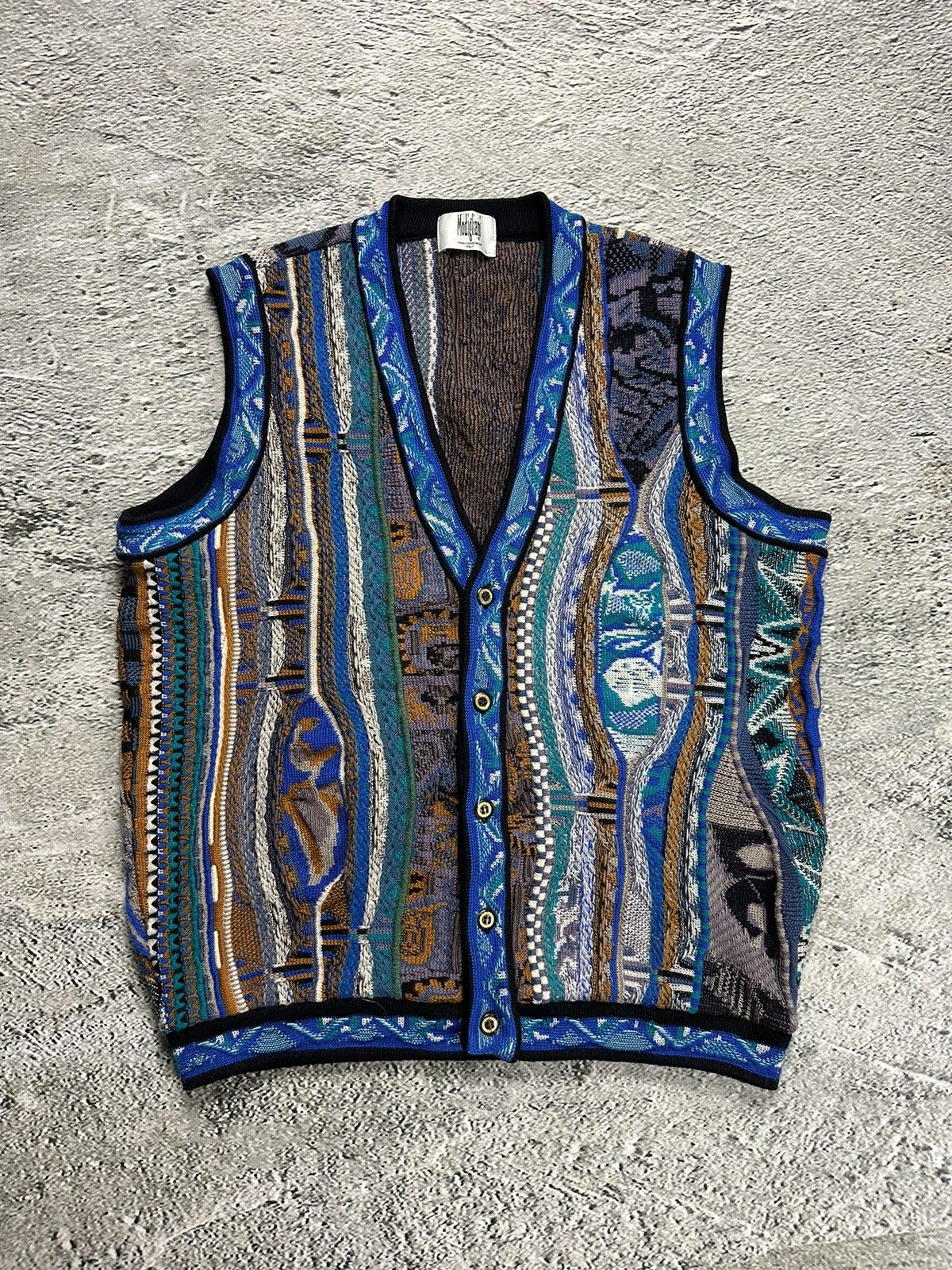 Vintage Modigliani sweater vintage blue cardigan button up vest Size US L / EU 52-54 / 3 - 1 Thumbnail