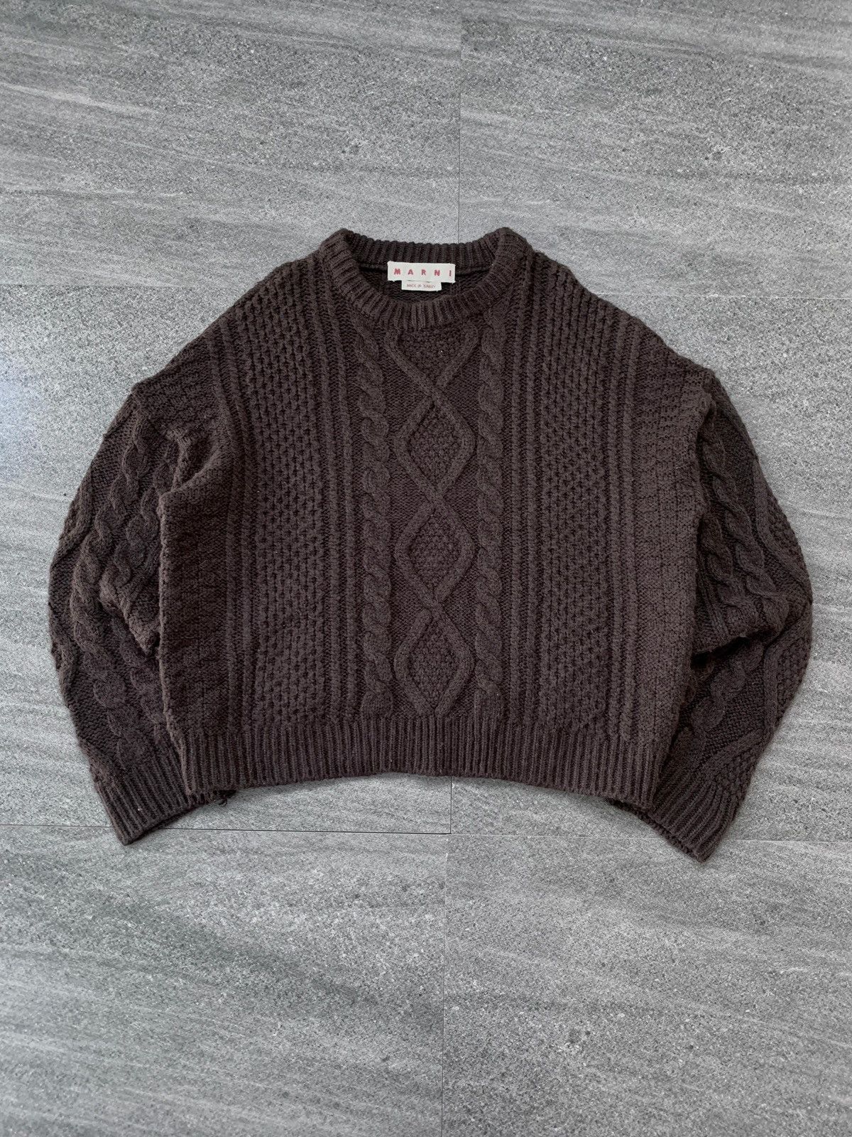 Marni Assymetrical Sleeve Cable Knit Sweater - Medium Size US M / EU 48-50 / 2 - 2 Thumbnail