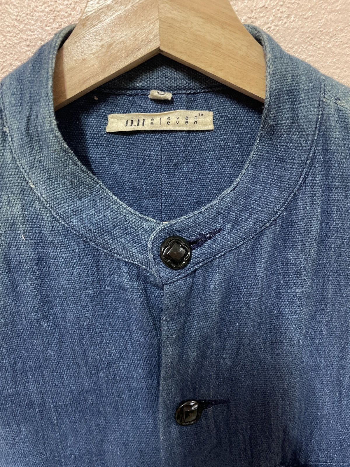 Le Grande Bleu (L.G.B.) Japanese Indigo Blue Mandarin Color Sashiko Navy Jacket WWII Size US S / EU 44-46 / 1 - 7 Thumbnail