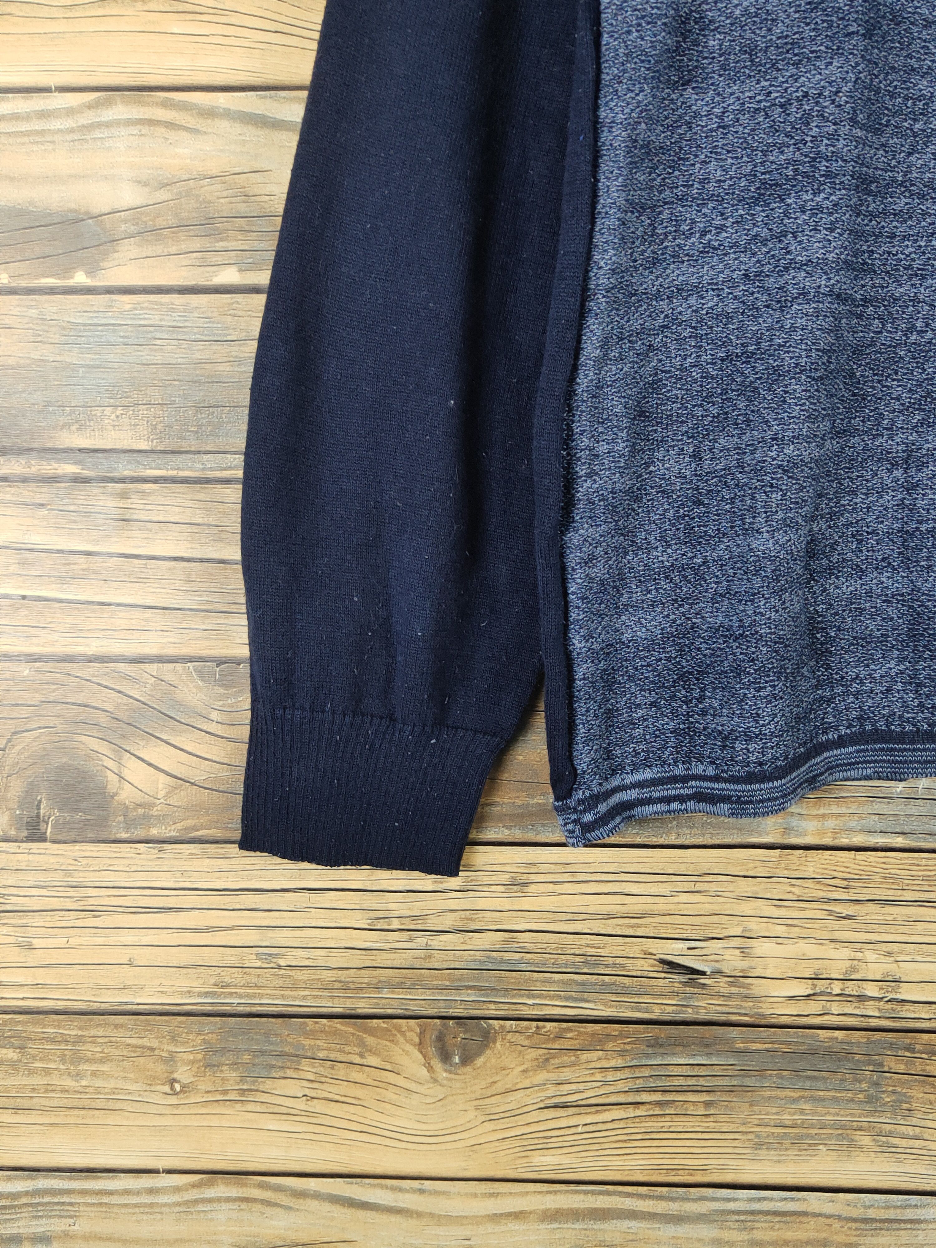 Homespun Knitwear Back Number patchwork Navy Knitwear Sweatshirts #W1351 Size US M / EU 48-50 / 2 - 4 Thumbnail