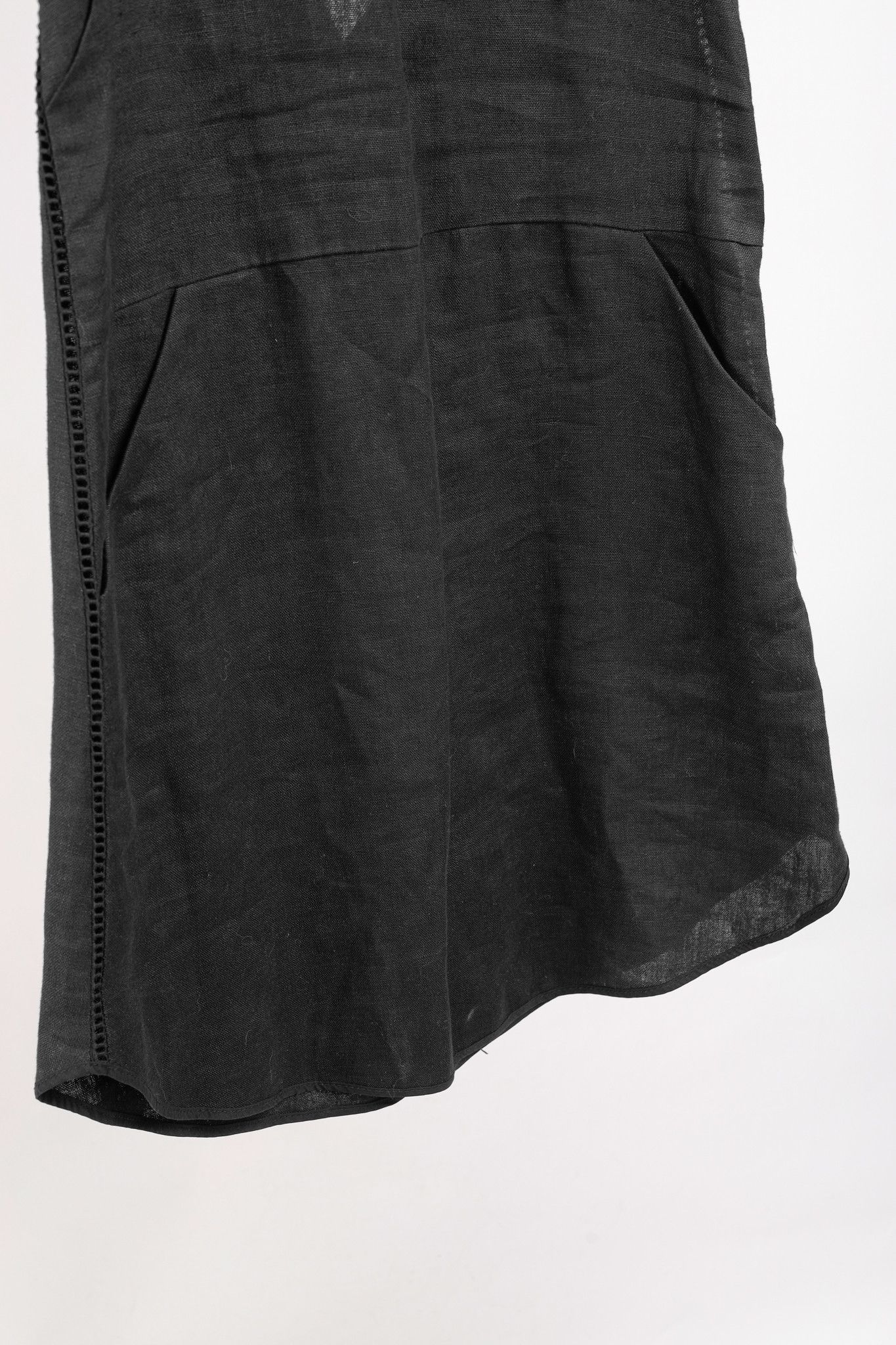 Other Denis Gagnon Ruffle Back Sleeveless Black Linen Dress Size S / US 4 / IT 40 - 6 Thumbnail