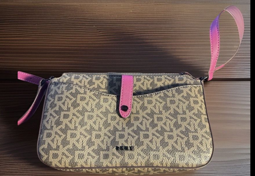 DKNY DKNY Chino Monogrammed Cross Body Purse W Pink Closer Size ONE SIZE - 1 Thumbnail