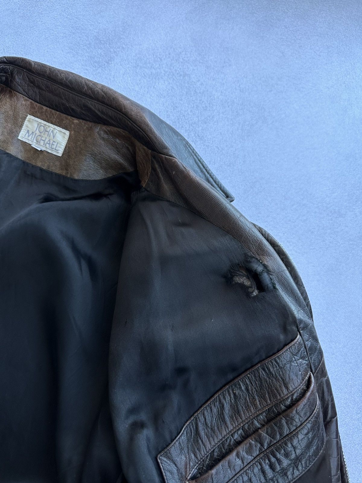 Vintage Vintage John Michael Men’s Moto Leather Jacket USA Size US L / EU 52-54 / 3 - 9 Thumbnail