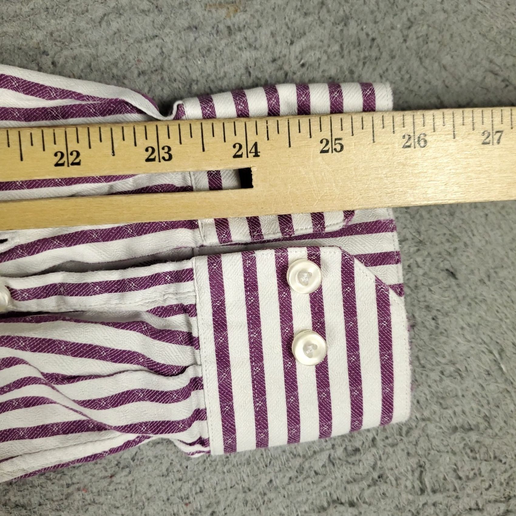 Robert Graham Robert Graham Shirt Mens Size 15.5 White Purple Striped Dress Button Up Size 42R - 6 Thumbnail