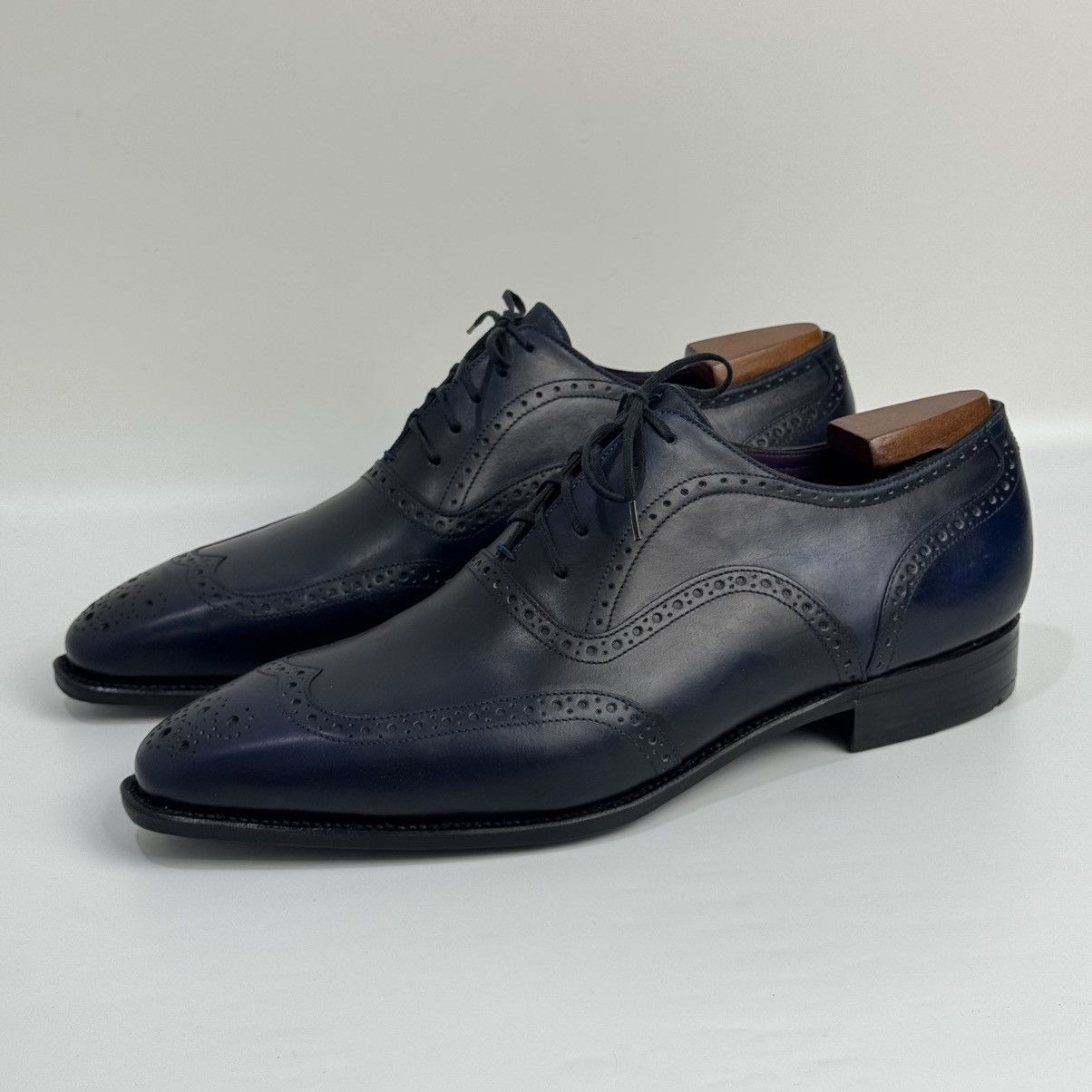 Corthay Corthay Bespoke Wingtip Oxford Navy Blue PatinaLeather Shoes Size US 10 / EU 43 - 22 Thumbnail
