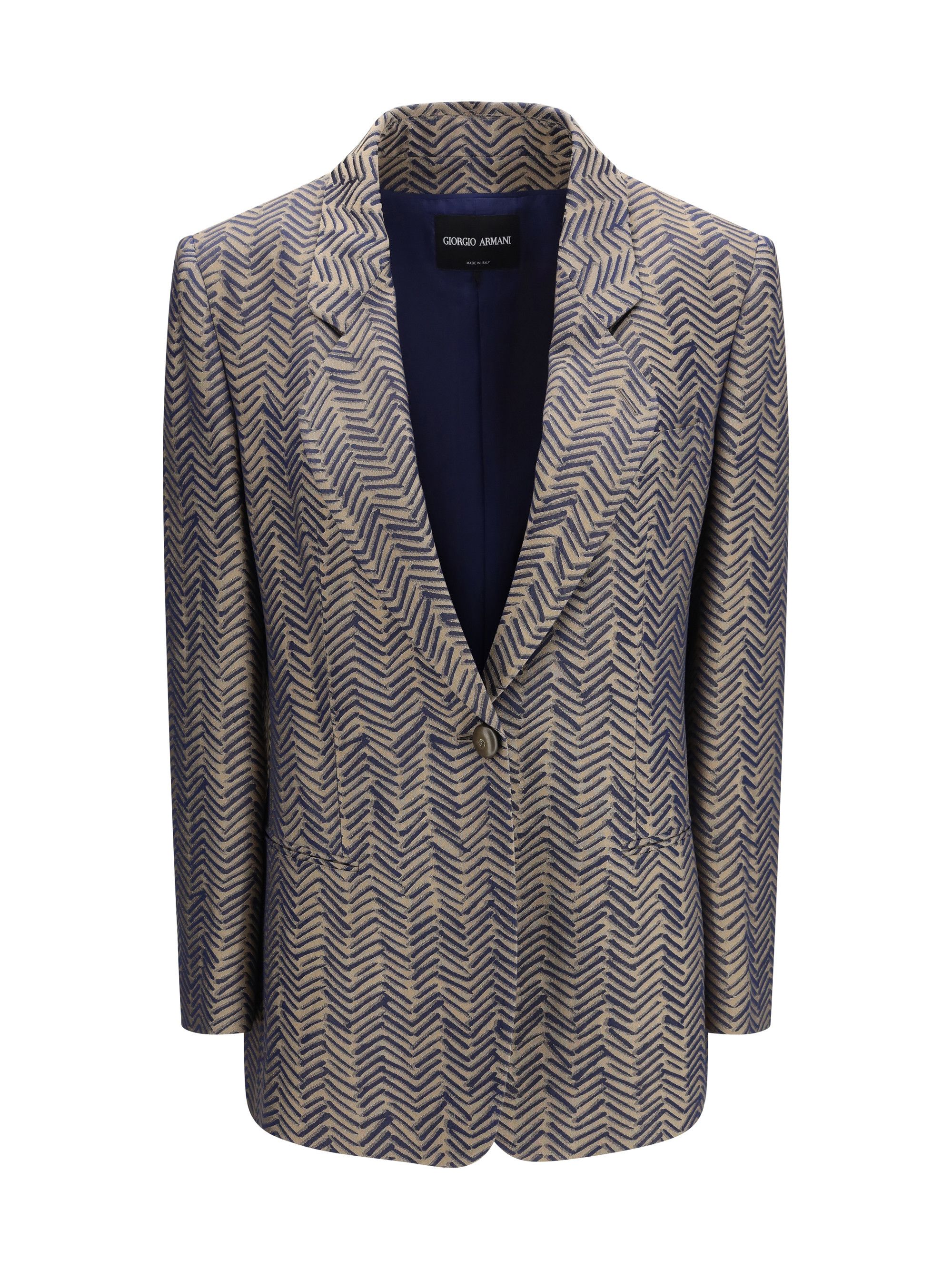 Giorgio Armani Single-breasted Jacket cchevron jacquard viscose Size M / US 6-8 / IT 42-44 - 1 Thumbnail