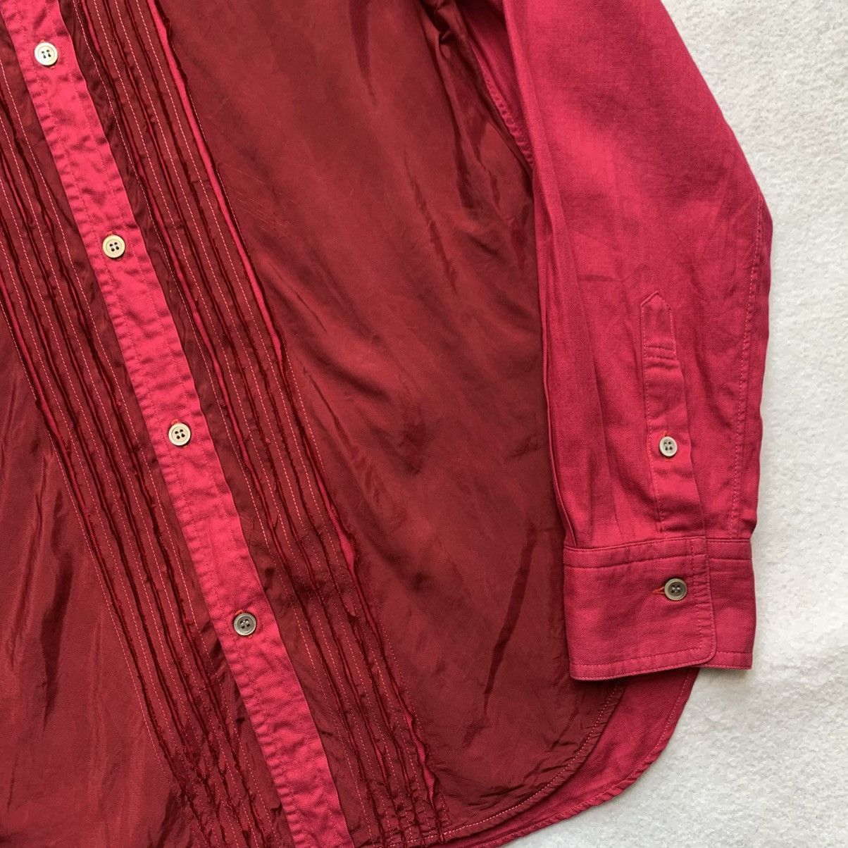 Masaki Matsushima 1990s Masaki Matsushima Front Satin Herringbone Button Shirt Size US M / EU 48-50 / 2 - 3 Thumbnail