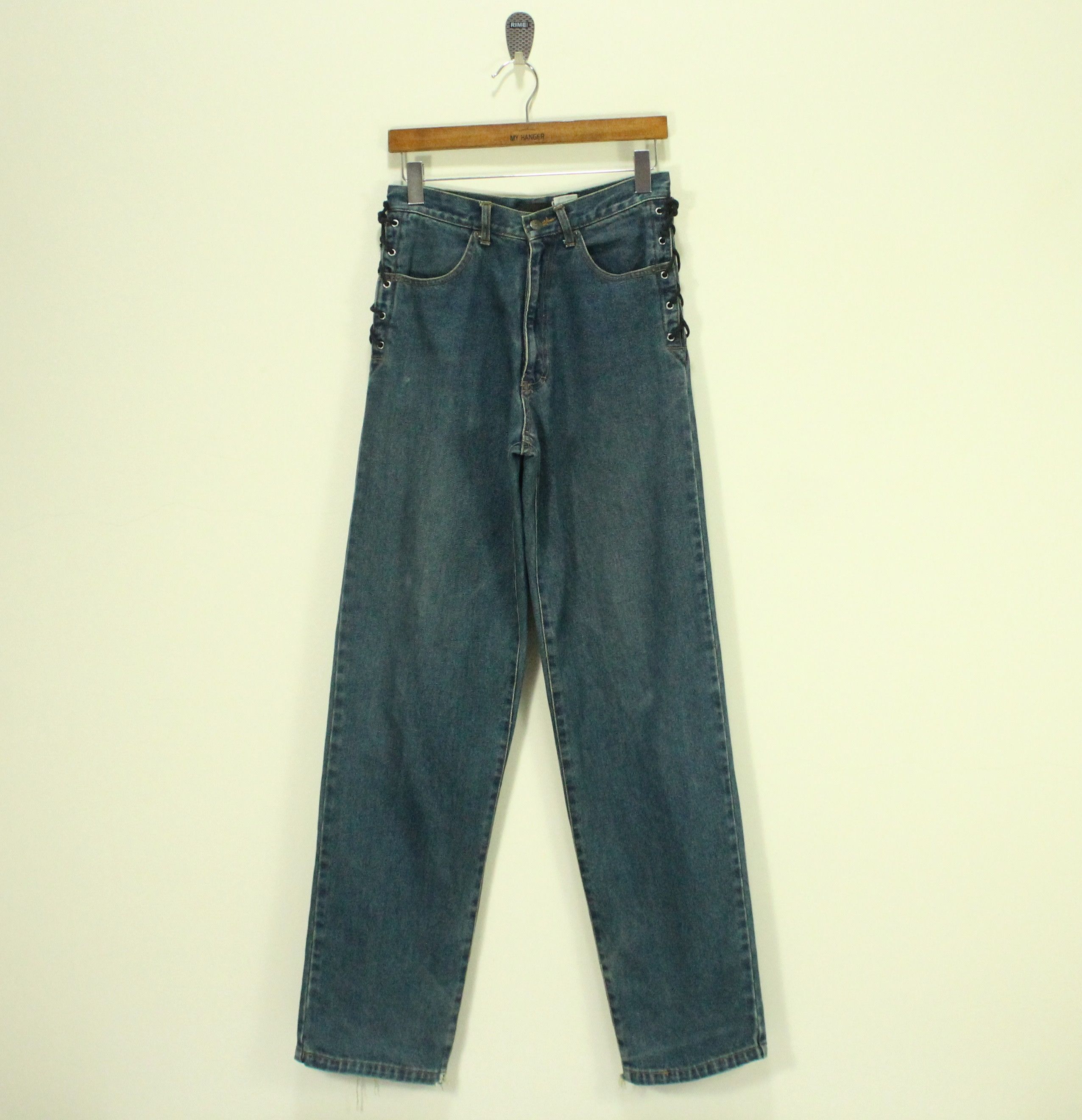 Harley Davidson Lace Up Sided HARLEY DAVIDSON Denim Distressed Jeans Size 28" / US 6 / IT 42 - 4 Thumbnail