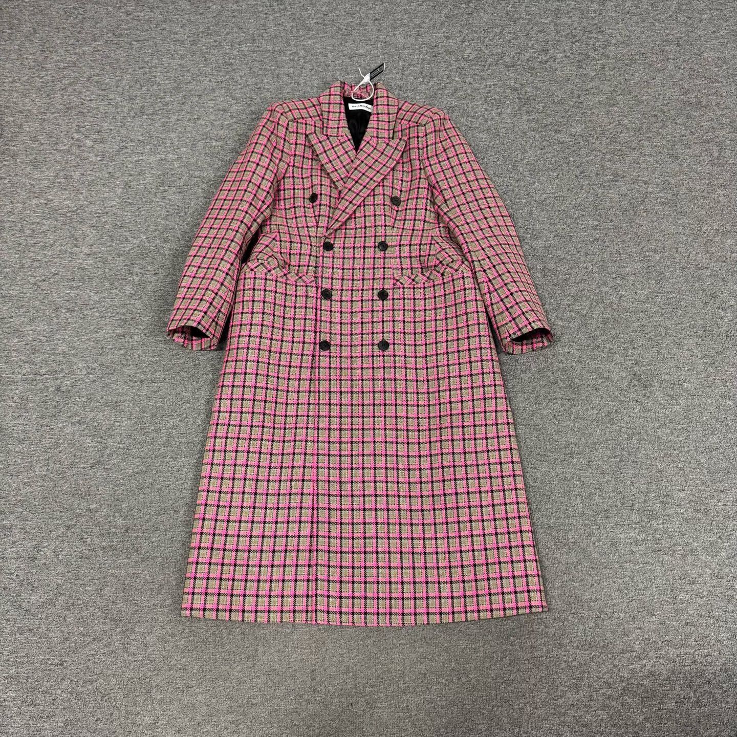 Balenciaga Balenciaga Double-Breasted Plaid Coat Size S / US 4 / IT 40 - 1 Thumbnail