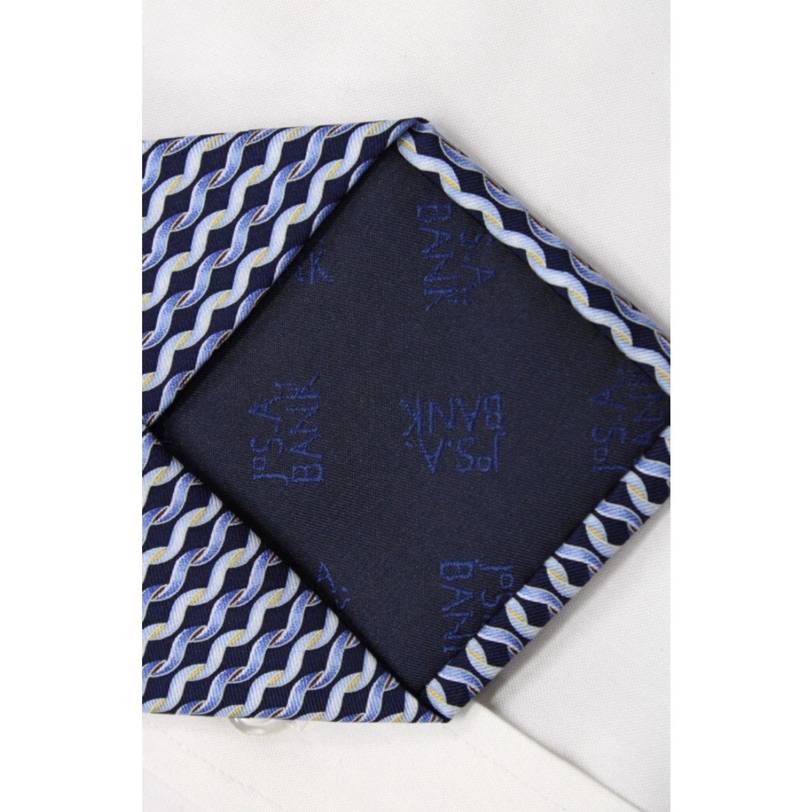 Jos. A. Bank Jos A Bank Silk Necktie Men's Blue Stripes Diagonal Ropes Wavy Preppy Designer Size ONE SIZE - 6 Thumbnail