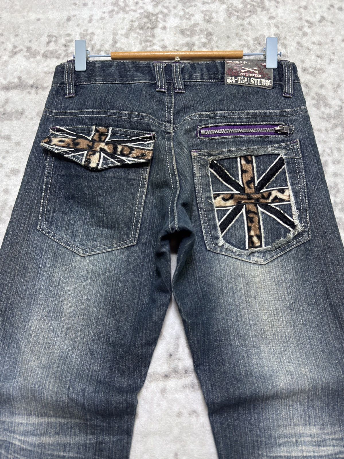 Hysteric Glamour Ba-tsu Studio Union Jack Pocket Distressed Straight Denim Size US 29 - 9 Thumbnail