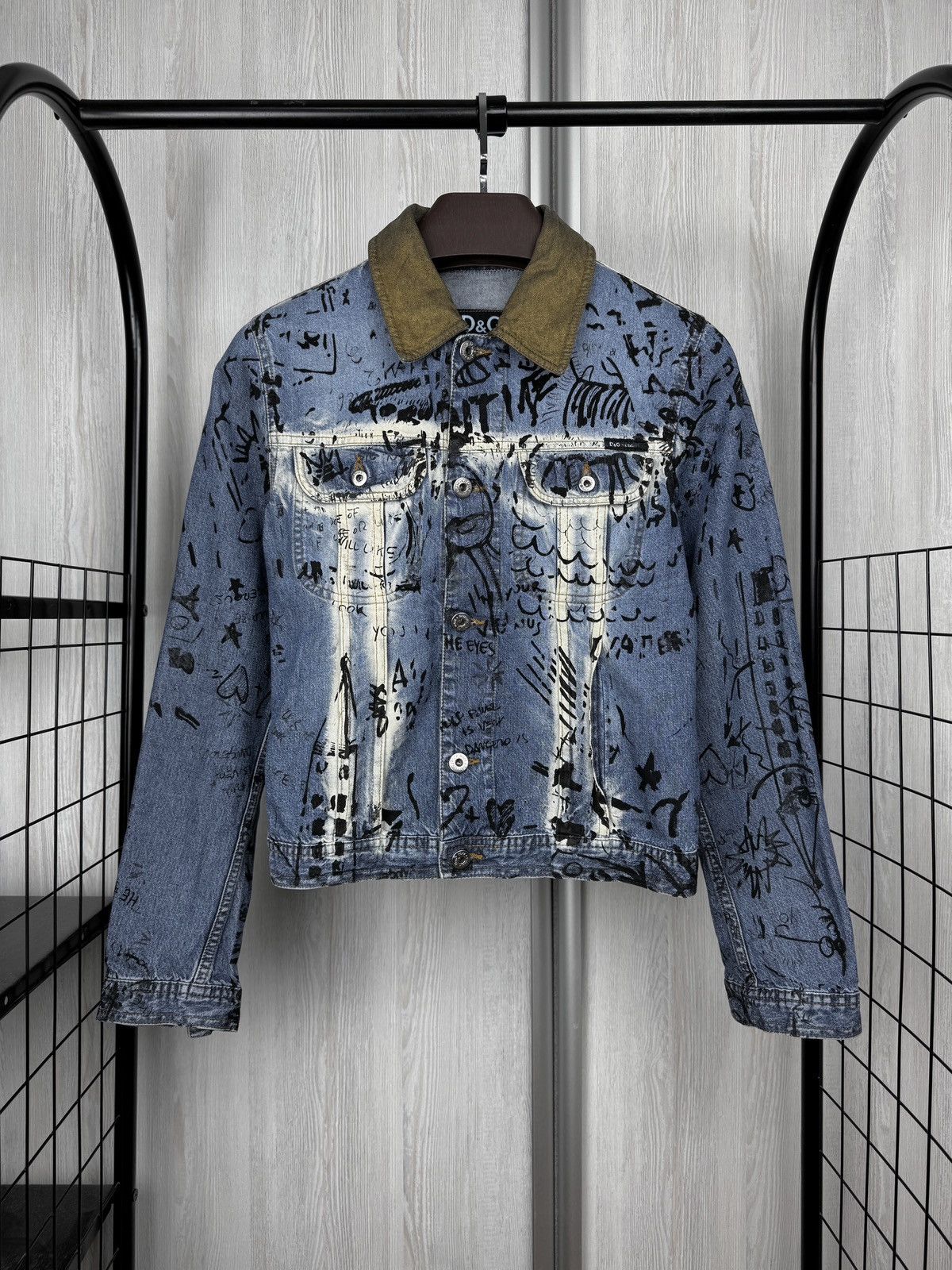 DOLCE & GABBANA SCRIBBLE GRAFFITI DENIM JACKET