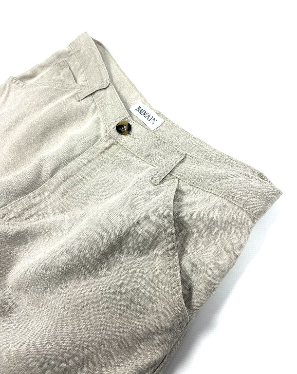 Balmain rare Balmain Vintage Heavy Linen Tailored Pants Beige 42 M Size US 32 / EU 48 - 10 Thumbnail