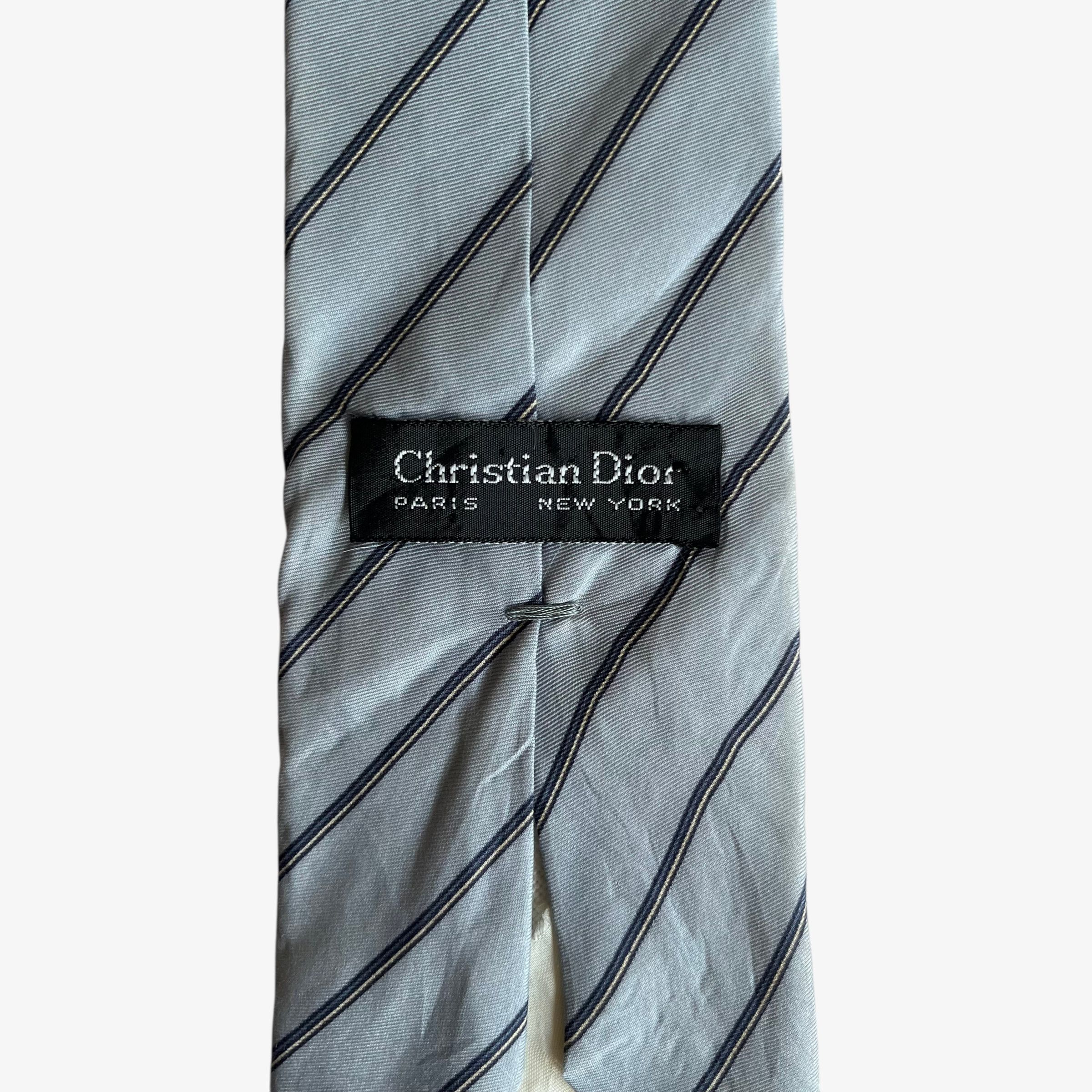 Dior Vintage 80s Christian Dior Grey Striped Silk Tie Size ONE SIZE - 2 Thumbnail