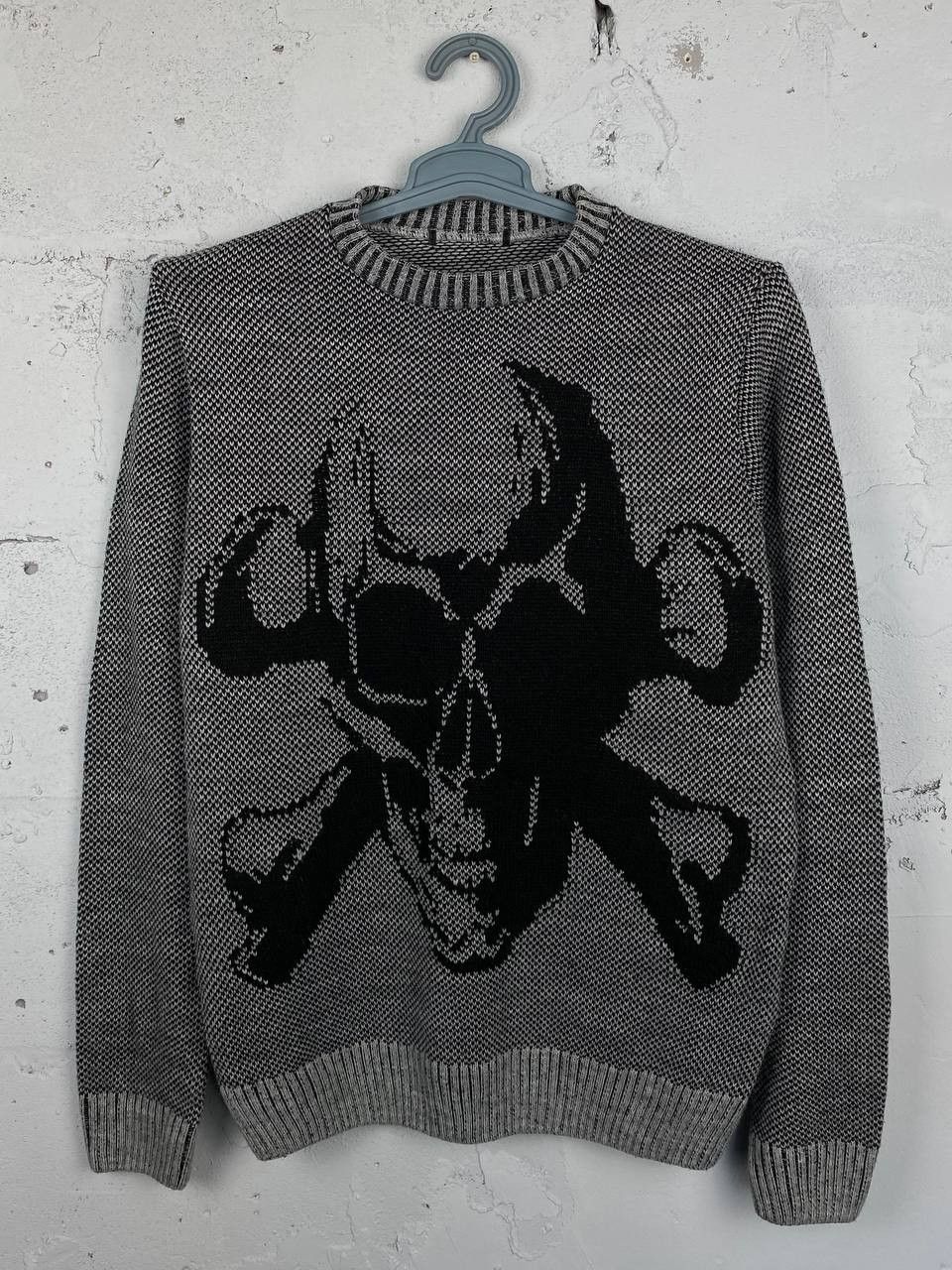 Japanese Brand × Vintage CRAZY Y2K SKULL ALL OVER PRINT Knitted RIBBED SWEATER Size US M / EU 48-50 / 2 - 1 Thumbnail