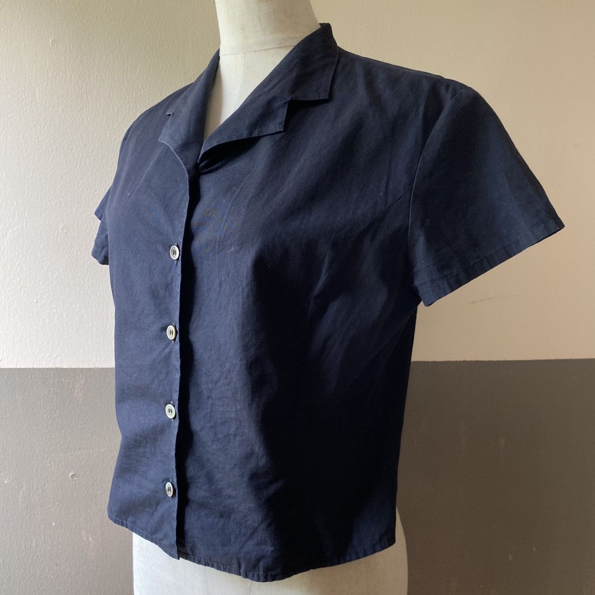 Paul Smith Paul Smith Navy Short Sleeve Button-Up Blouse Size M / US 6-8 / IT 42-44 - 3 Thumbnail
