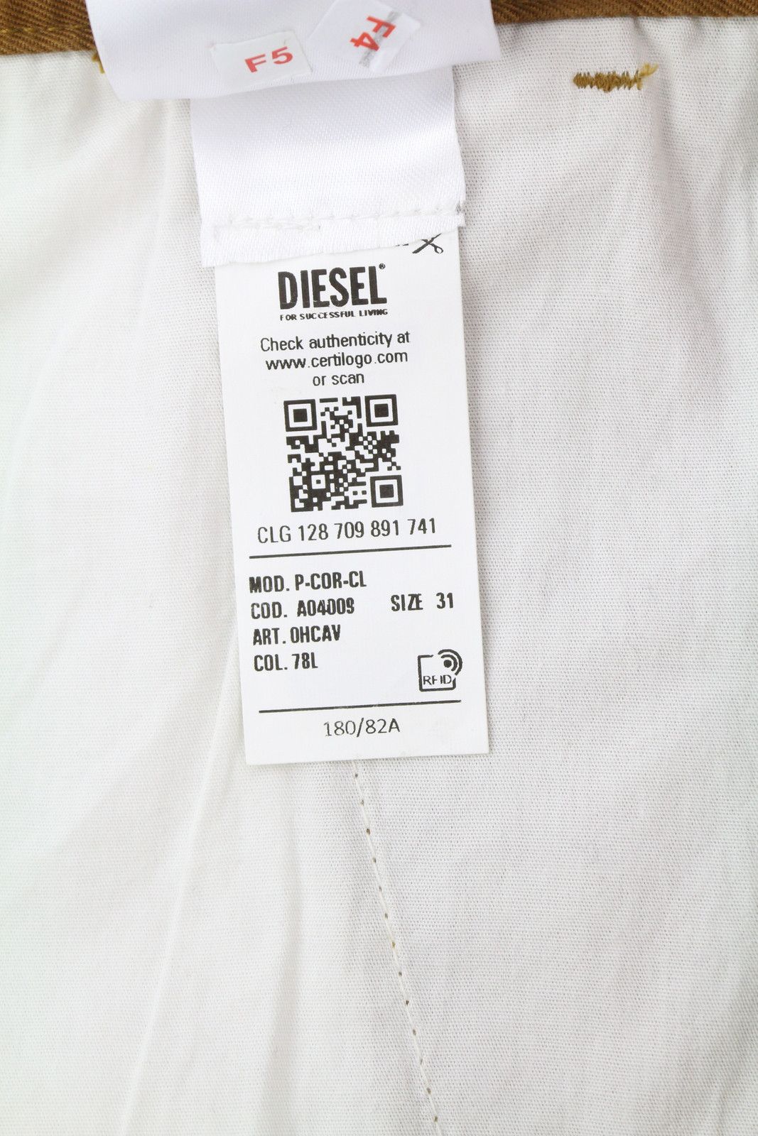Diesel P-COR-CL W31 Brown Tapered Zip Fly Logo Cargo 85384 Size US 31 - 10 Thumbnail