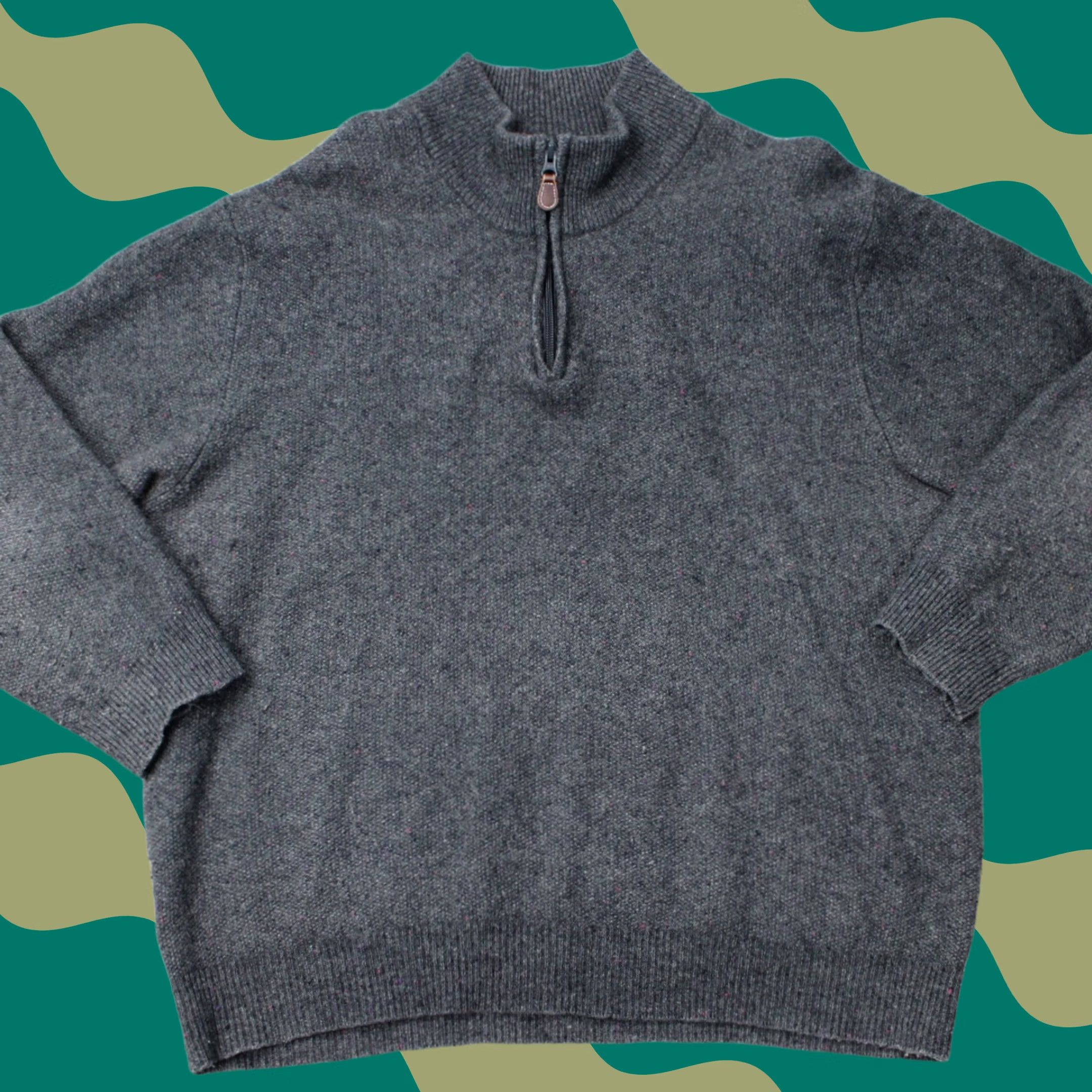 Jos. A. Bank Jos. A. Bank Sweater Mens 2XL Gray 1/4 Zip Mock Neck Lambswool/Nylon Blend Pullover Knit" Size US XXL / EU 58 / 5 - 1 Thumbnail