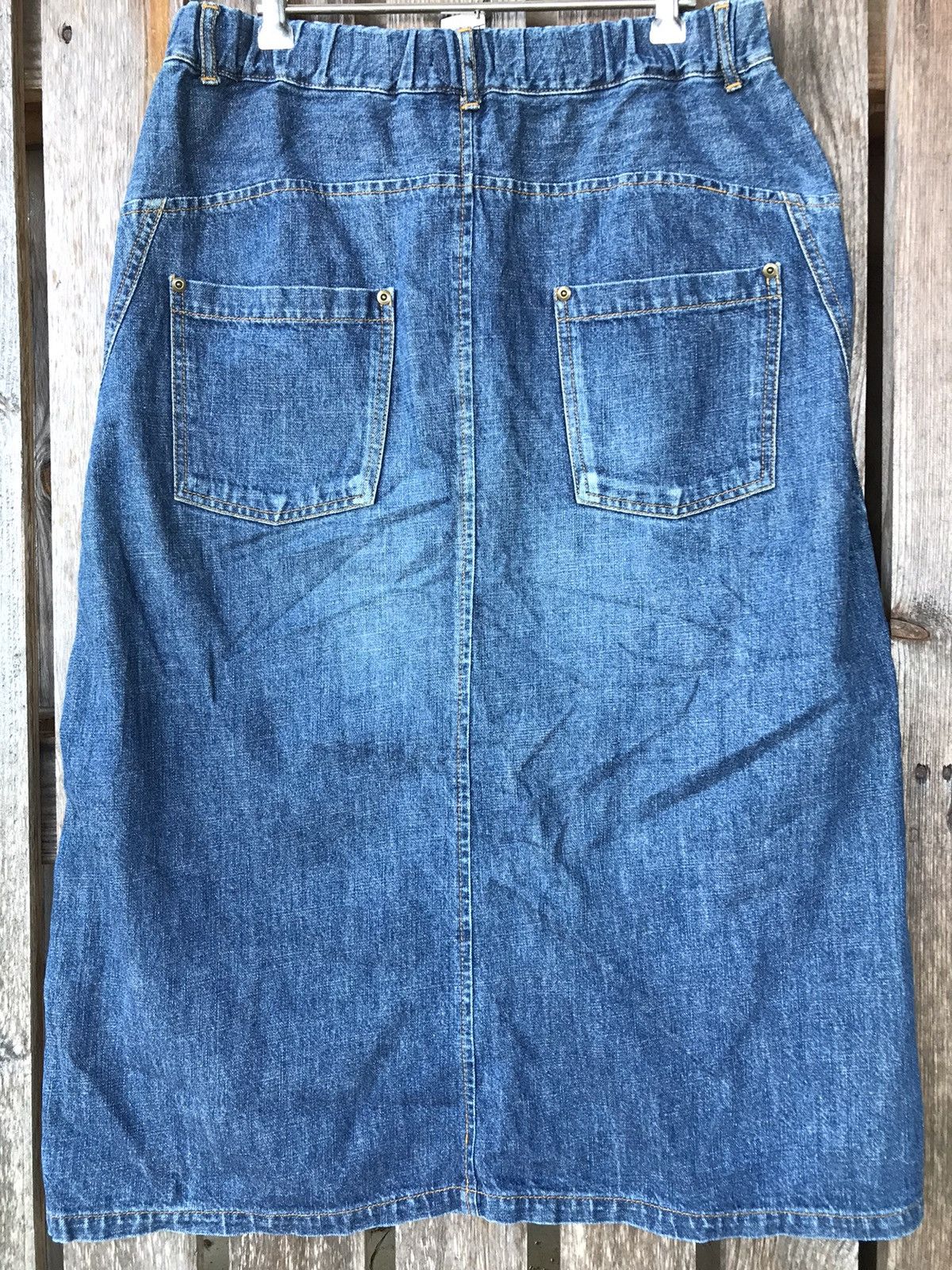 Issey Miyake × Japanese Brand Vtg 90s Plantation By Issey Miyake Denim Skirt Size 30" / US 8 / IT 44 - 4 Thumbnail