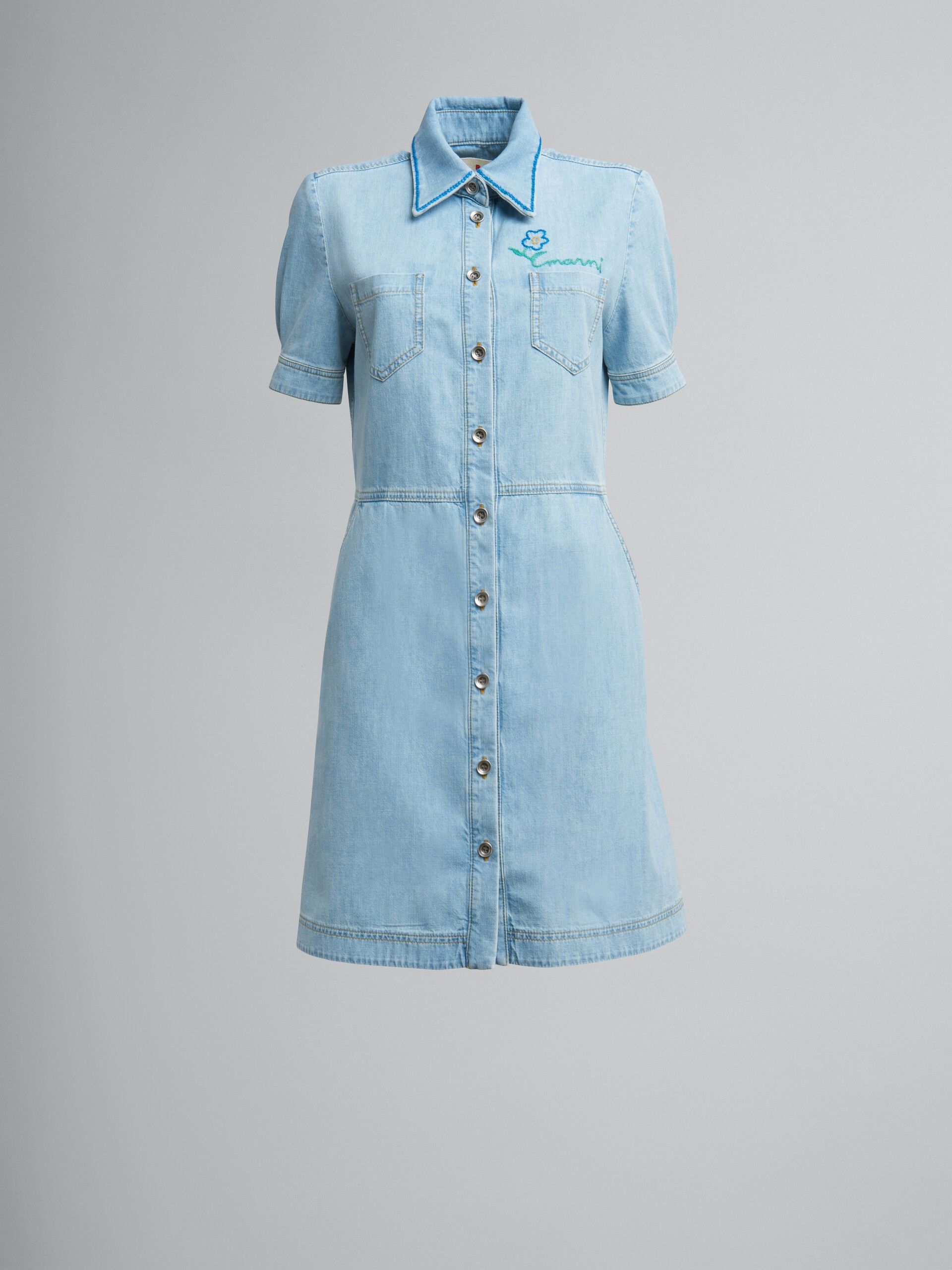 Marni o1y1025 Mini Denim Dress in Blue Size XS / US 0-2 / IT 36-38 - 1 Thumbnail