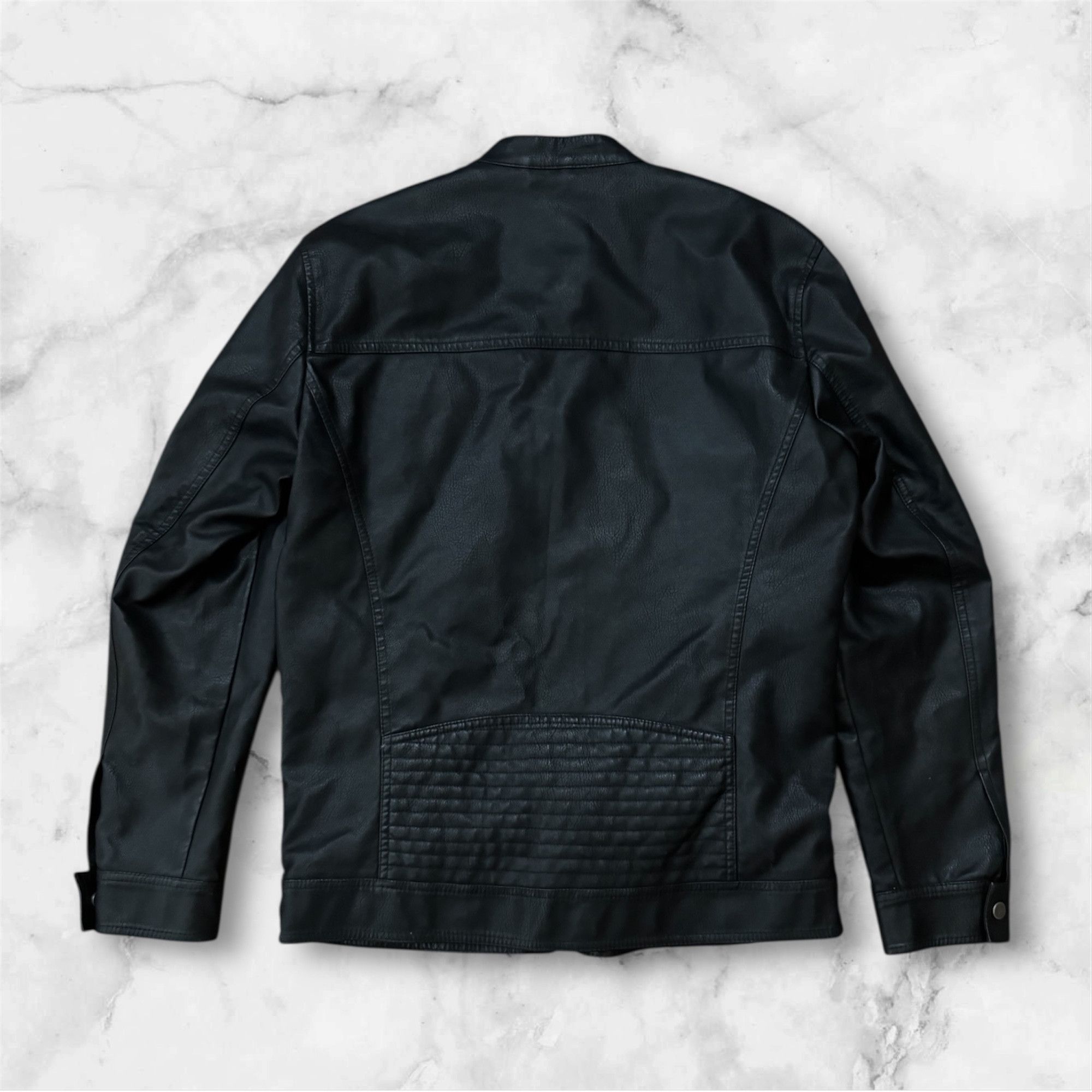 Other Only & Sons Men's Faux LeatherJacket Black Biker Rock Style! Size US L / EU 52-54 / 3 - 2 Thumbnail