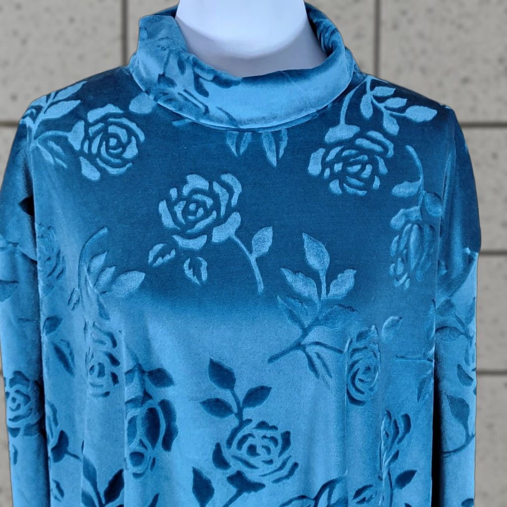 Vintage Lane Bryant Designs Women's Blouse Shirt Mock Neck Floral Teal 18/20 Plus Size Womens Size XXL / US 16-18 / IT 52-54 - 1 Thumbnail