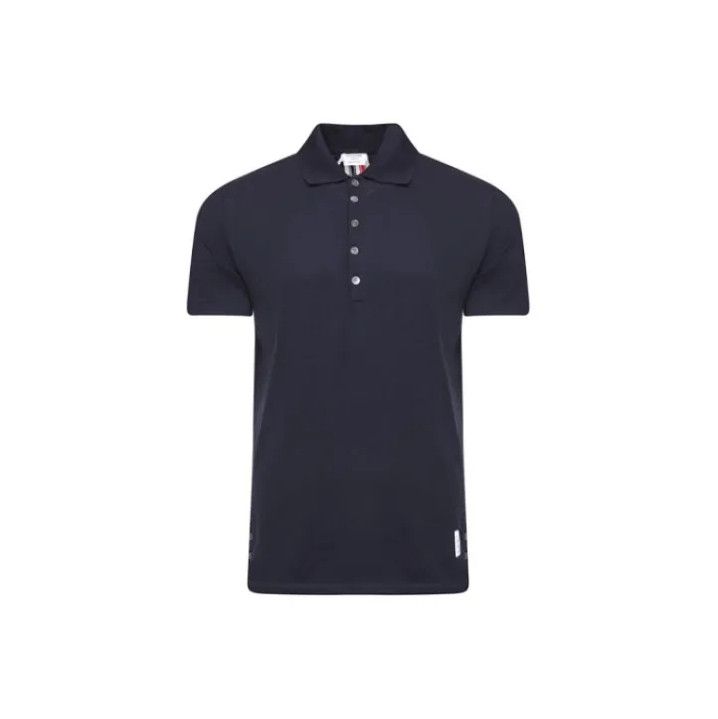 Thom Browne Thom Browne Navy Blue Short Sleeve Polo Shirt Size US S / EU 44-46 / 1 - 1 Thumbnail